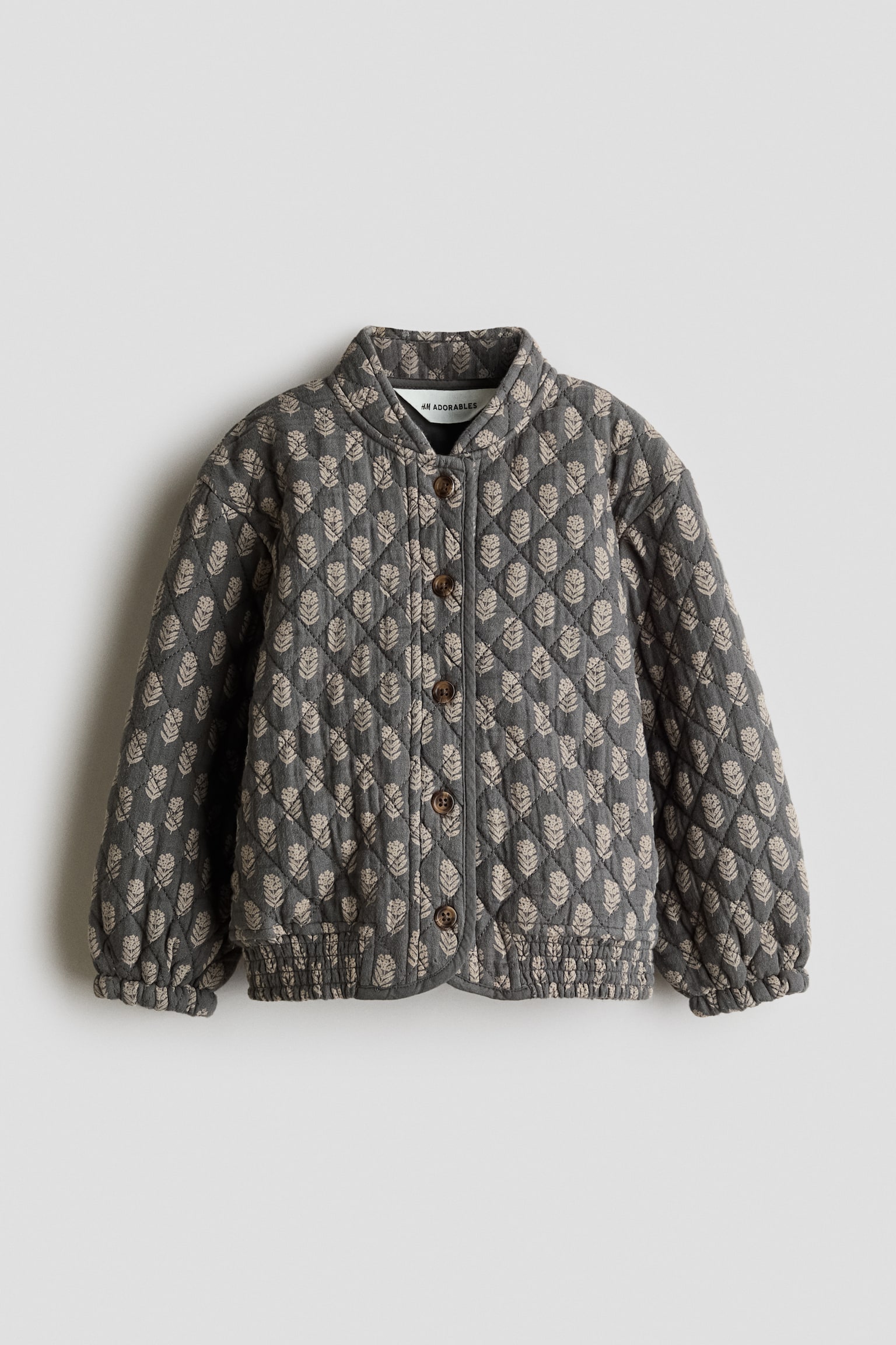 Veste matelassée en mousseline - Gris foncé/fleuri - 1