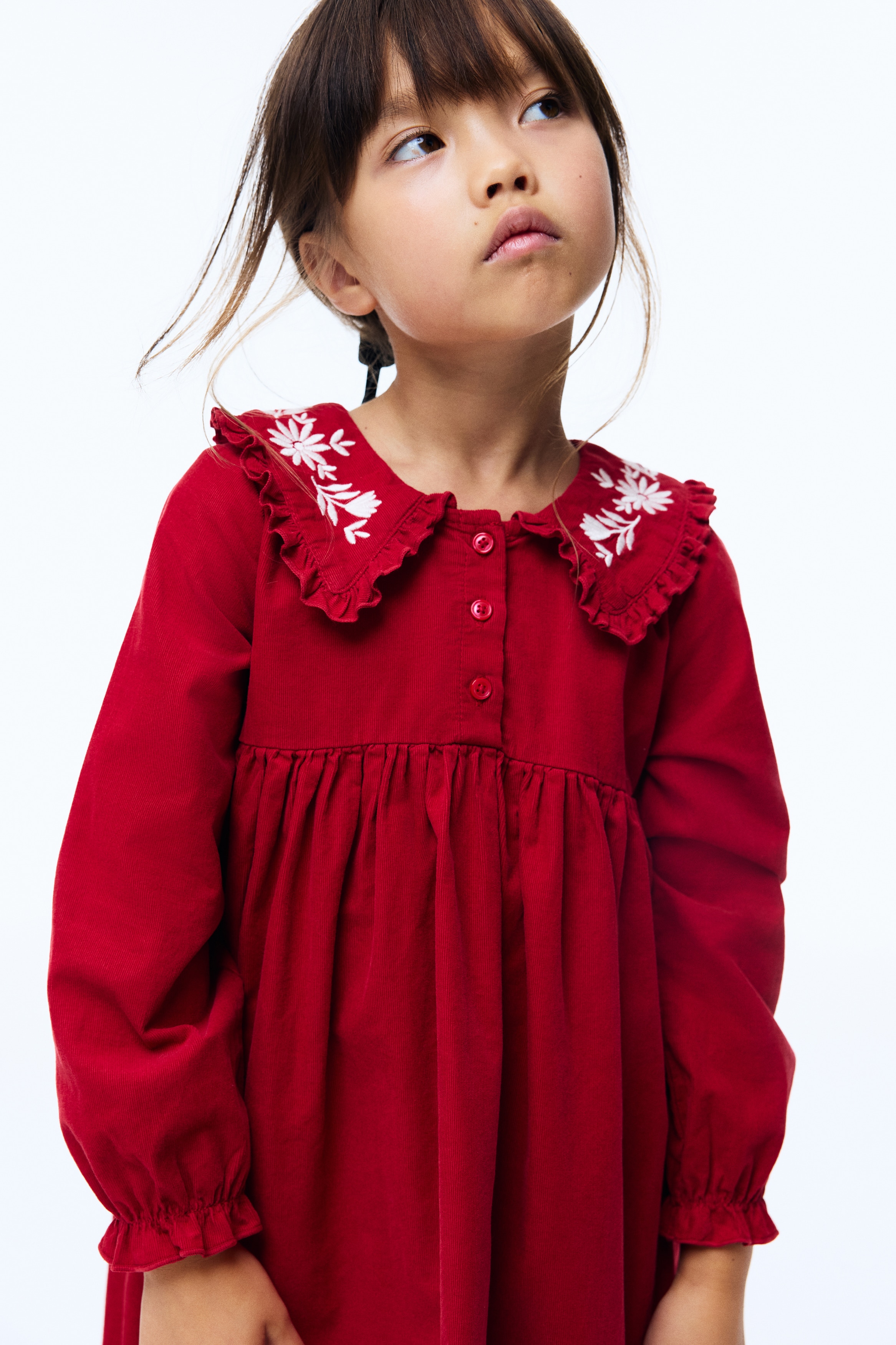 Haljina od rebrastog somota - Crvena