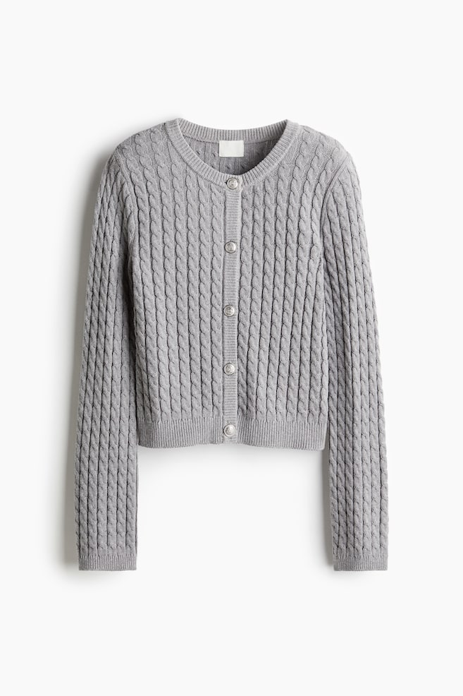 Cable-knit cardigan - Light grey marl - 1