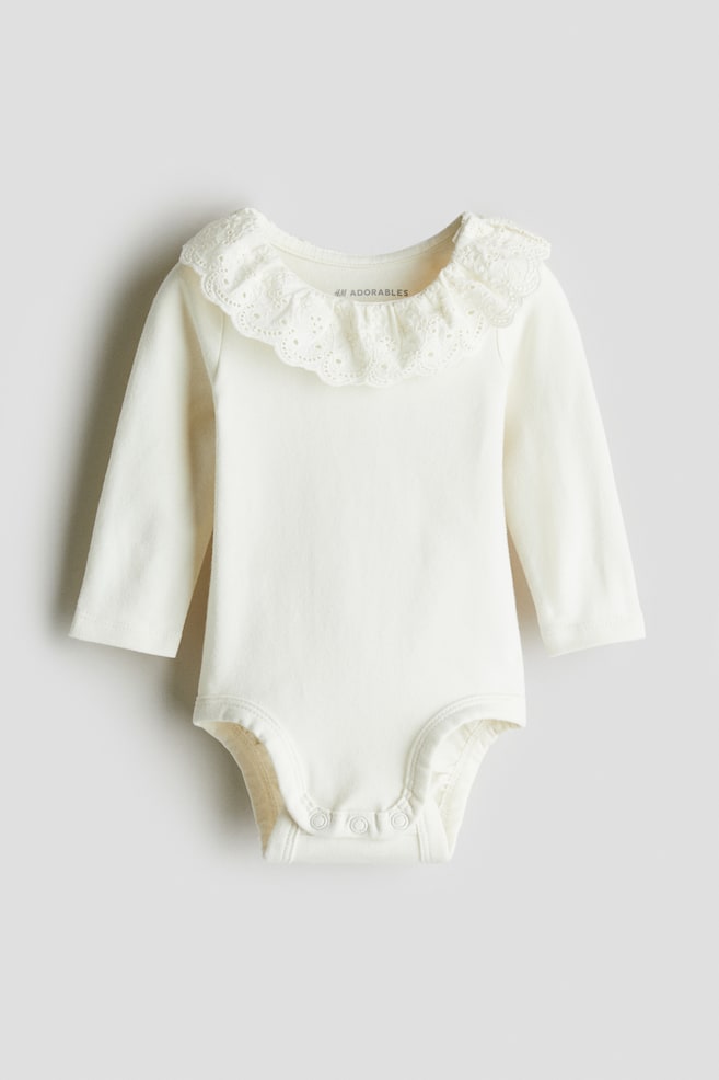 Frilled-collar bodysuit - Cream - 1