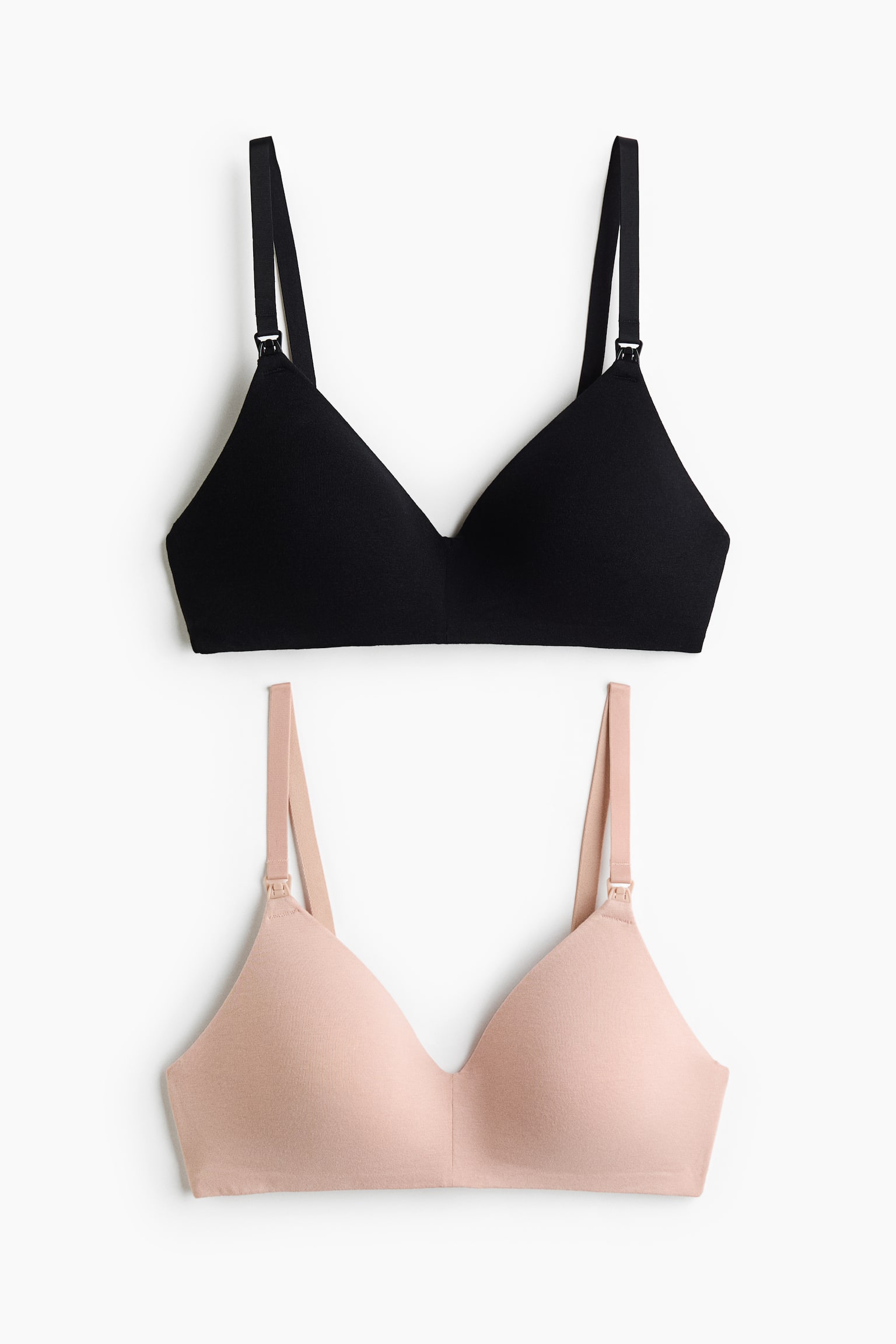 Женские бра для кормления H&M Mama хлопковые, 2 шт, цвет: Чёрный / Светлый бежевый — фото 1
