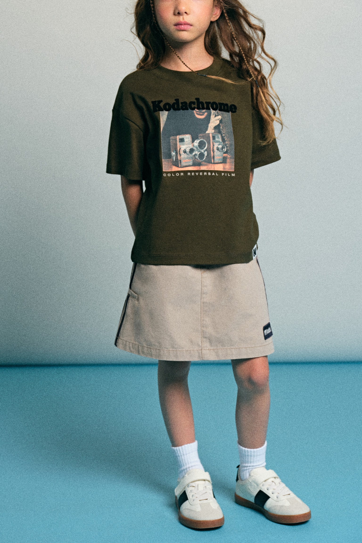 斜紋A字裙 - 米色/Kodak - 3