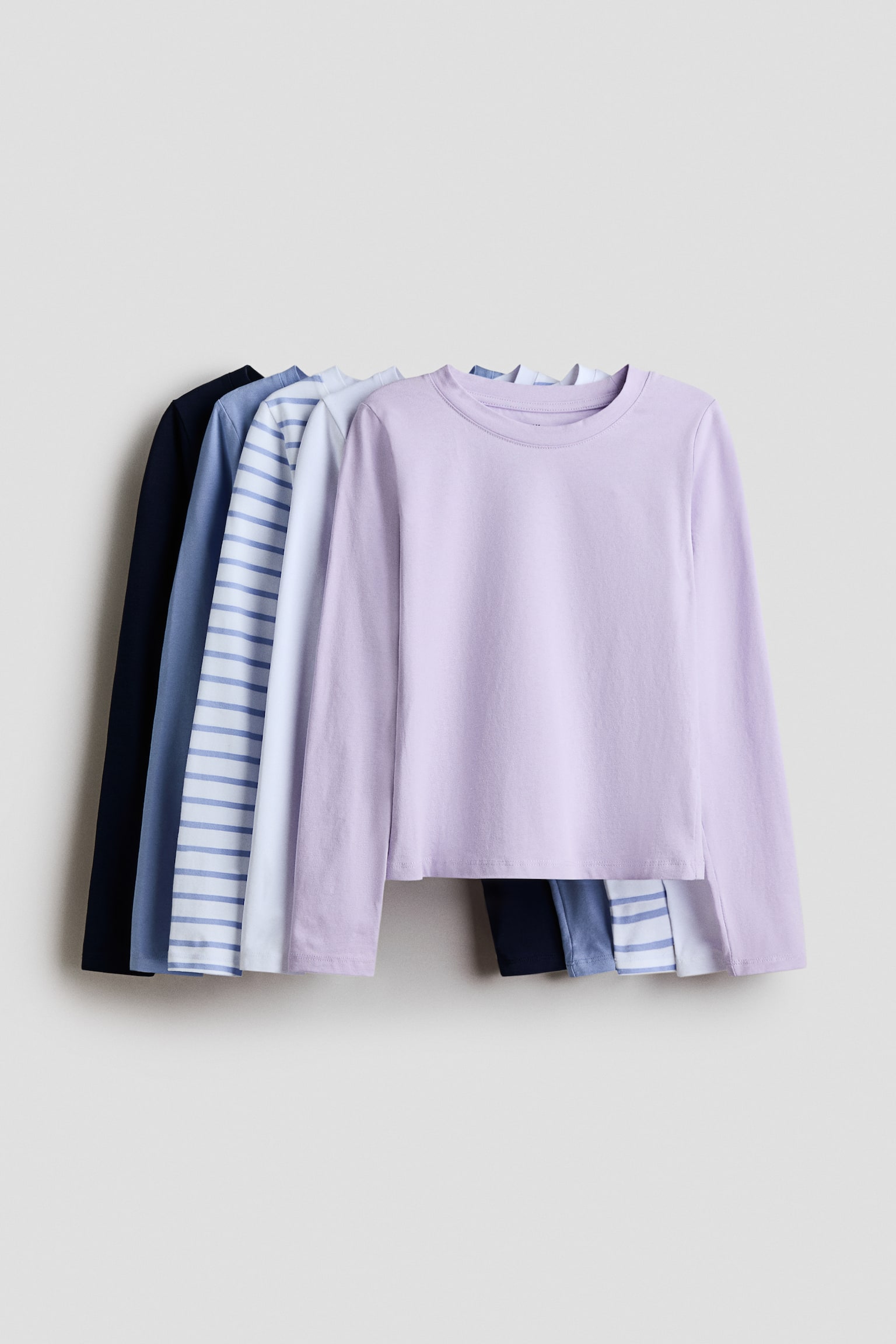 Детские топы H&M 5-Pack Cotton Tops, цвет: Фиолетовый / Синий — фото 1
