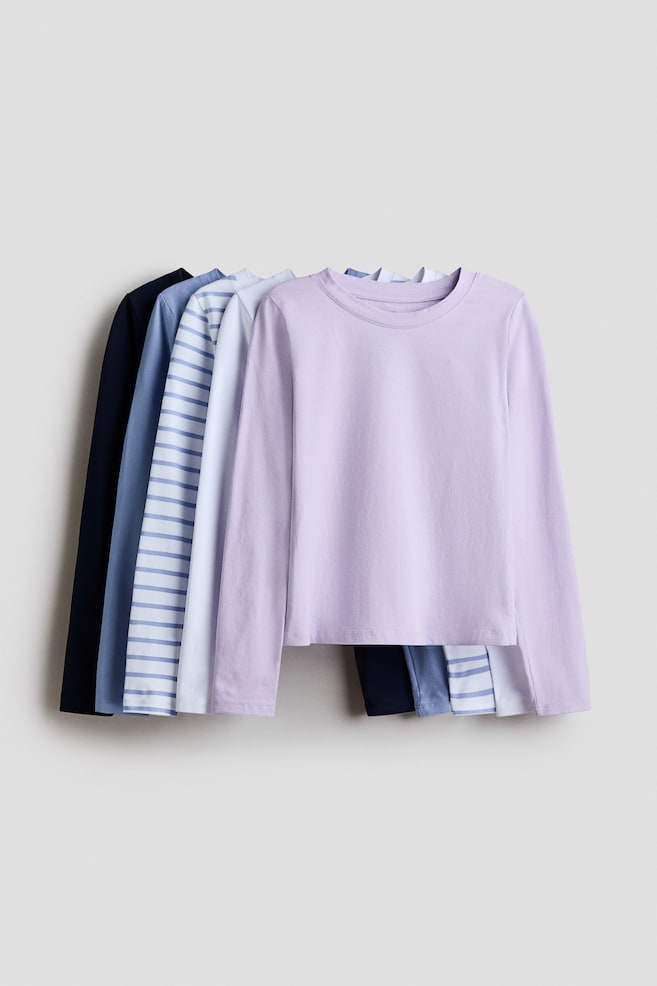 5-Pack Cotton Tops - Purple/blue/Pink/light blue - 1