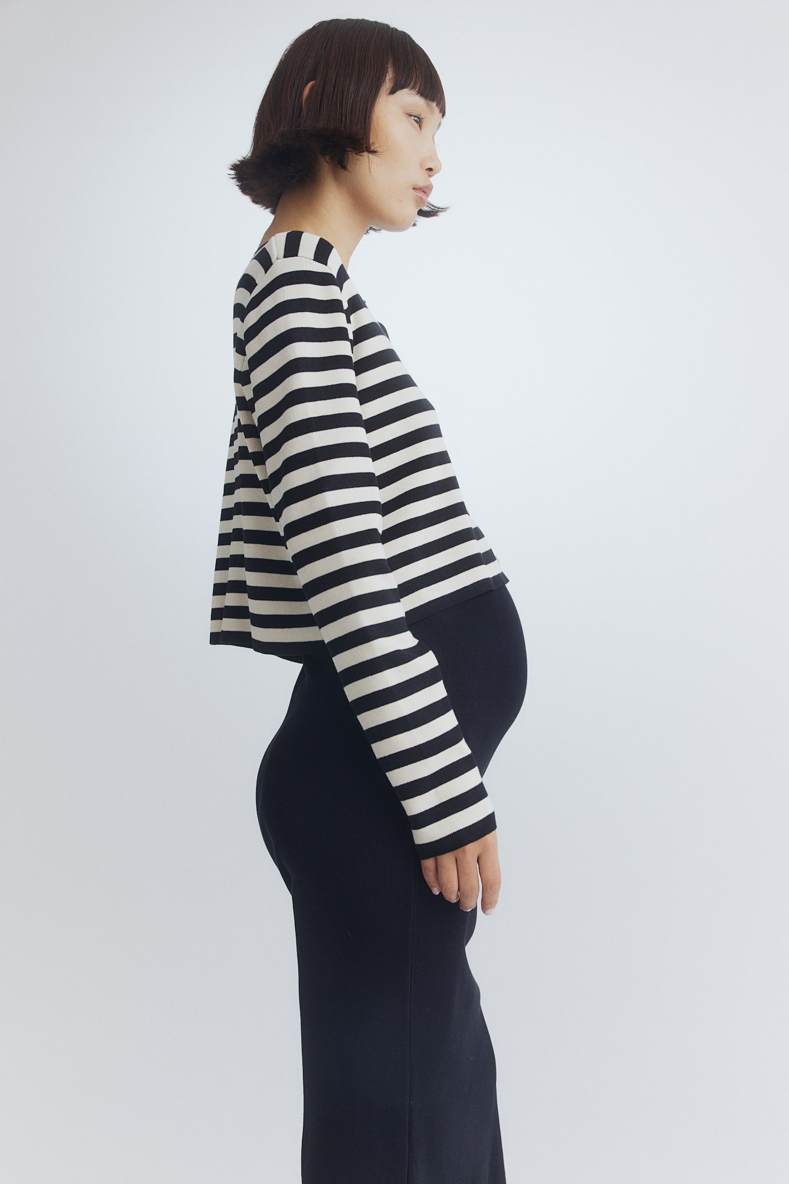 MAMA 2-piece knitted set - Black/Striped - 6