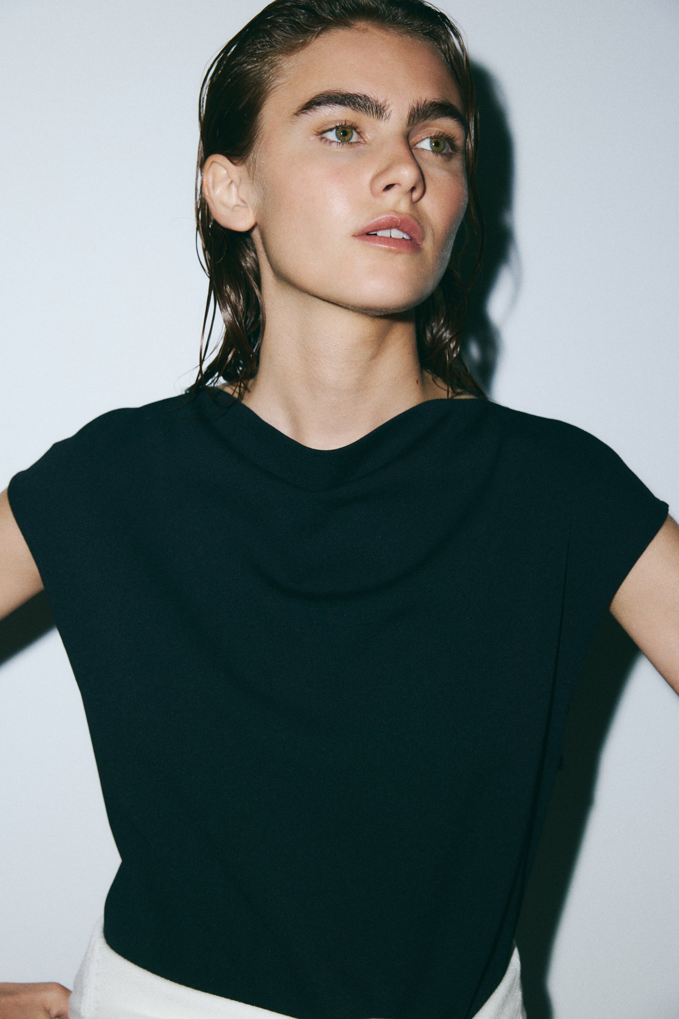 Cowl-Neck Jersey Top