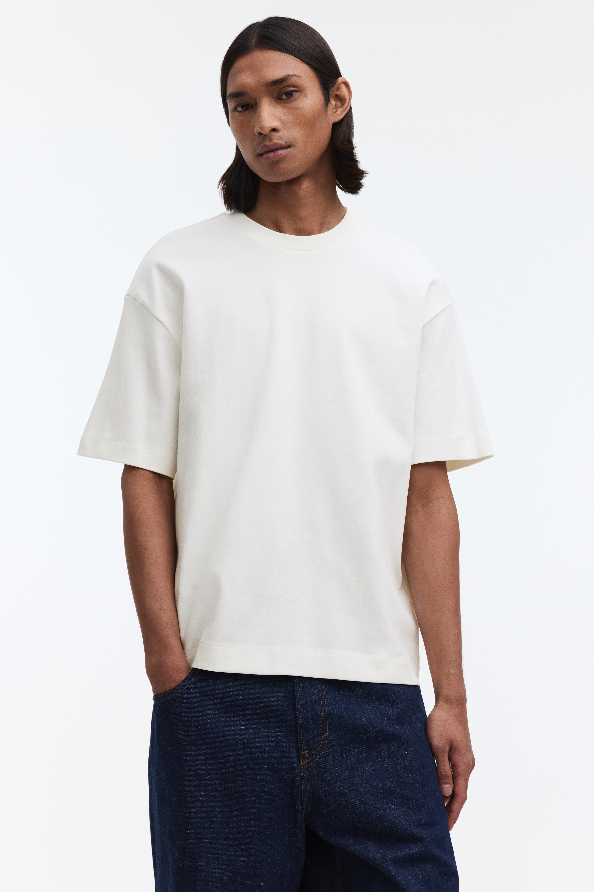 ルーズフィット インターロックTシャツ - クリーム - Men | H&M JP