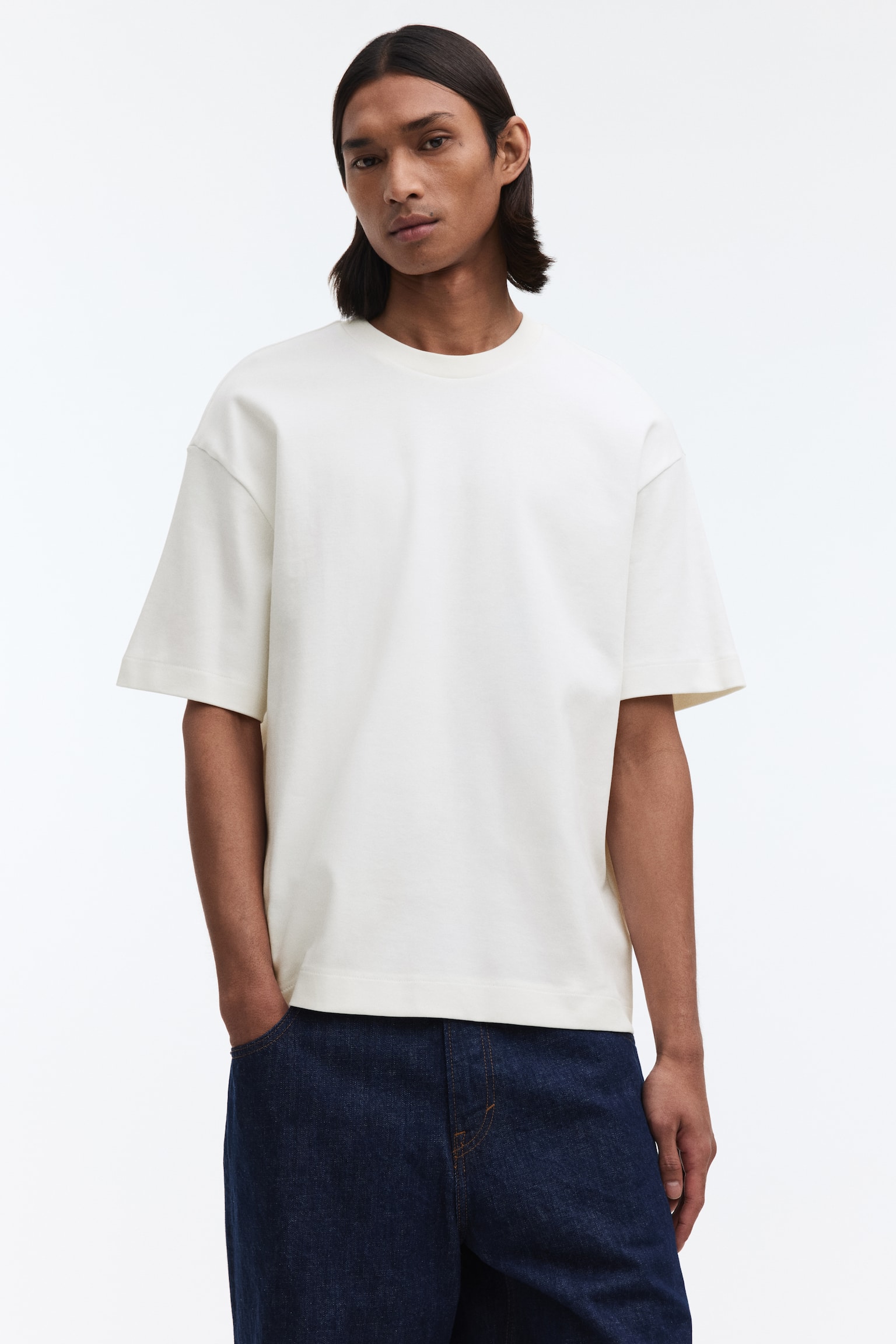 טישירט אינטרלוק Loose Fit - קרם/ירוק-כחול/שחור/אפור בהיר מלאנז' - 6