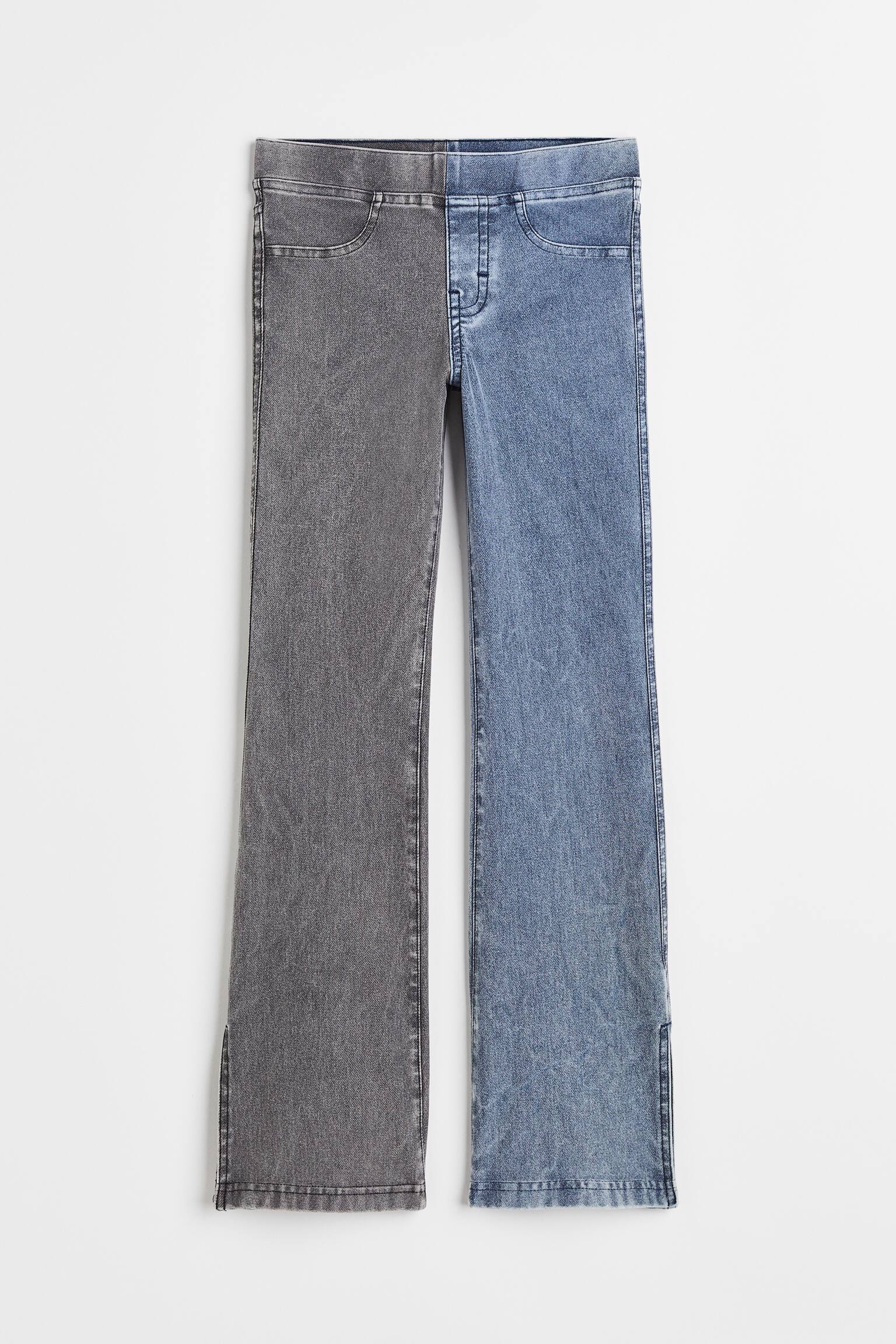 Flared jeggings - Grey/Denim blue - 1