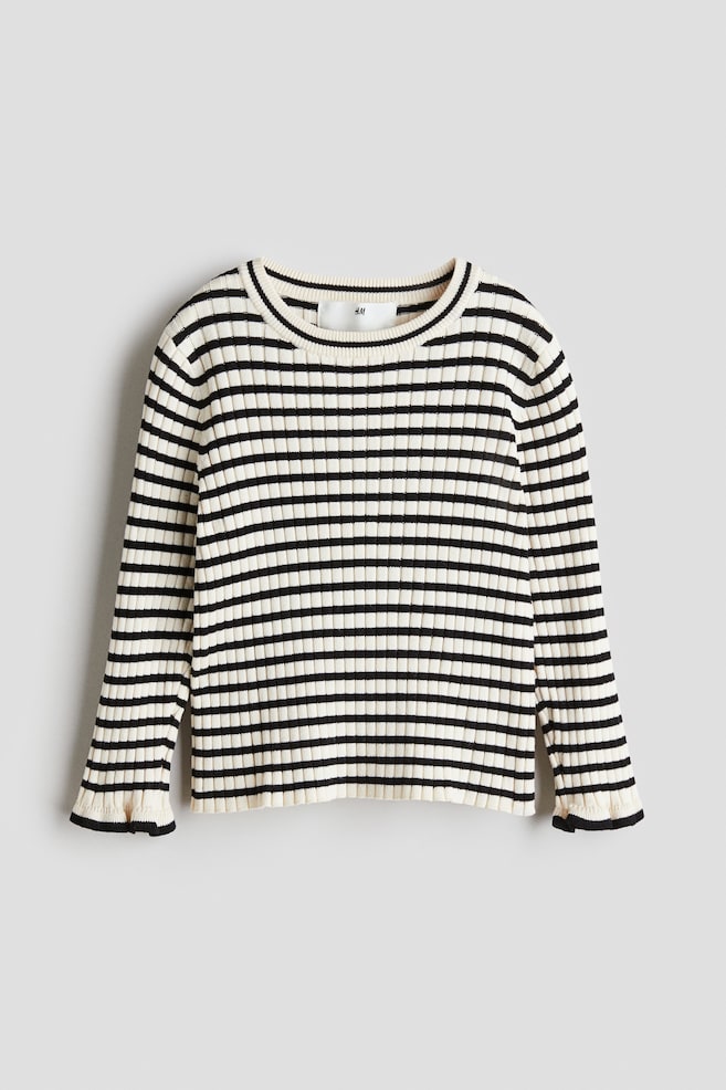 Sweter o splocie w prążki - Kremowy/Paski/Jasnoróżowy/Czerwone paski/Niebieski/Paski - 1