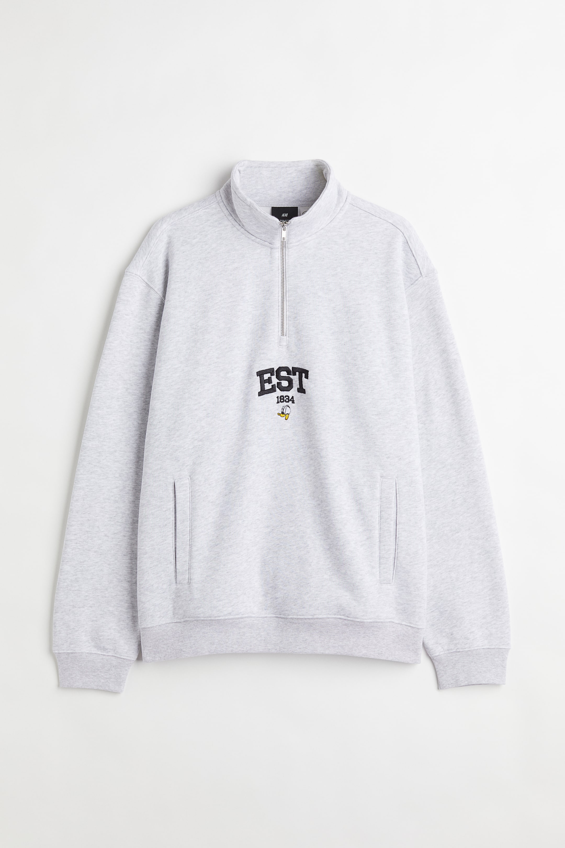 View larger image: Regular Fit Stand-up-collar sweatshirt - Light grey marl/Donald Duck - Men | H&M 1