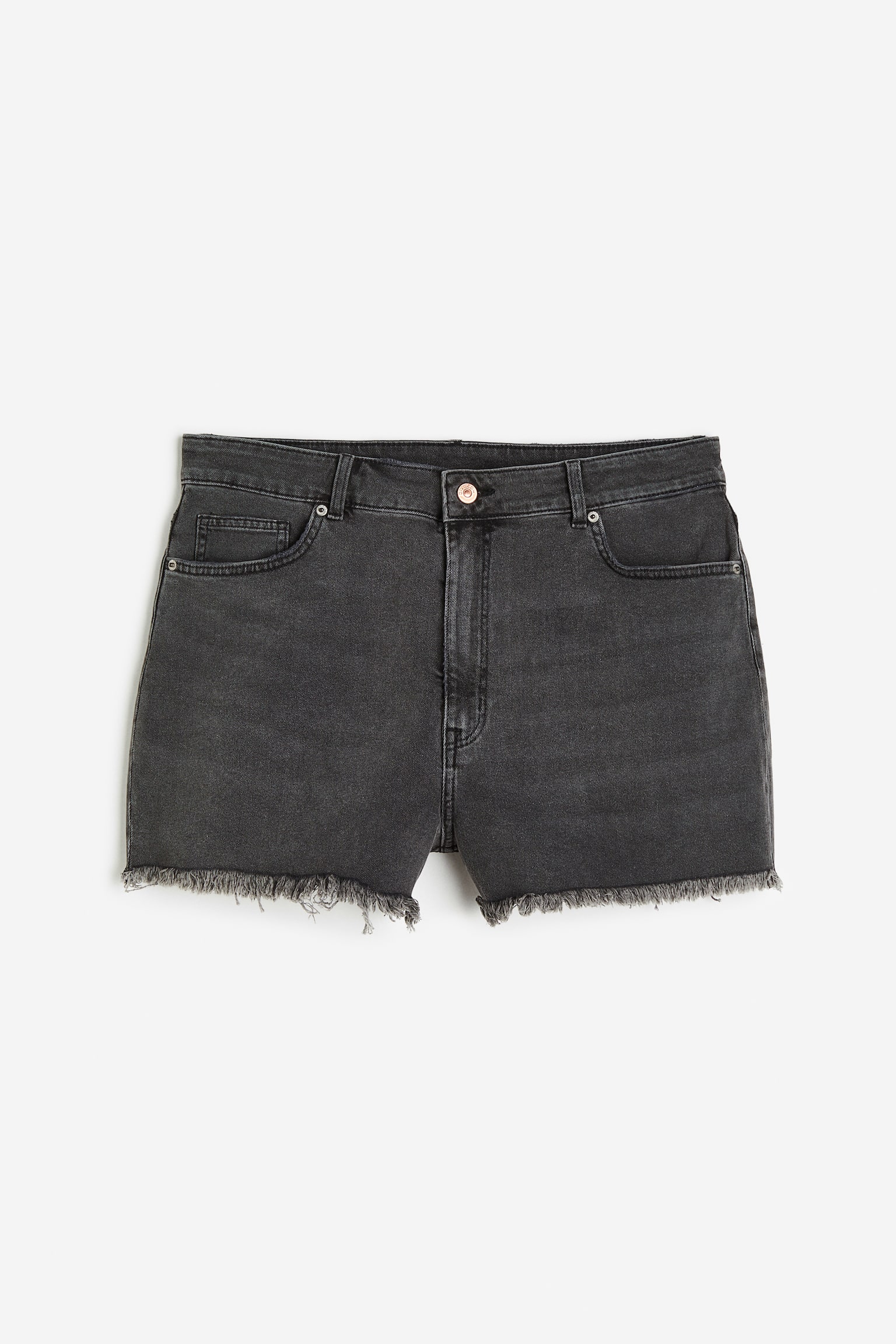 H&M+ High-waisted denim shorts - Dark grey/Light denim blue - 1