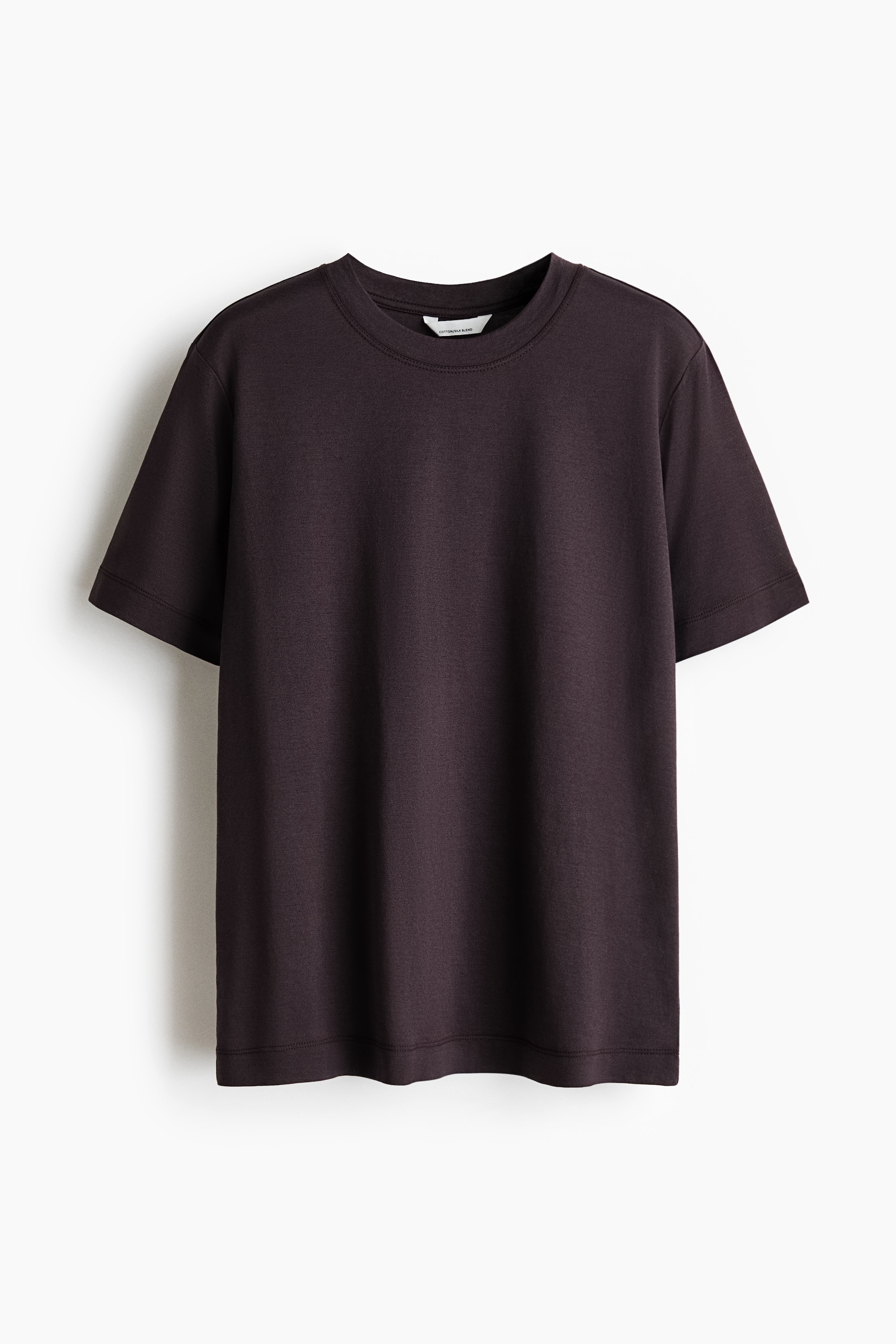 T-shirt i silkesmix - Mörkbrun/Vit/Svart