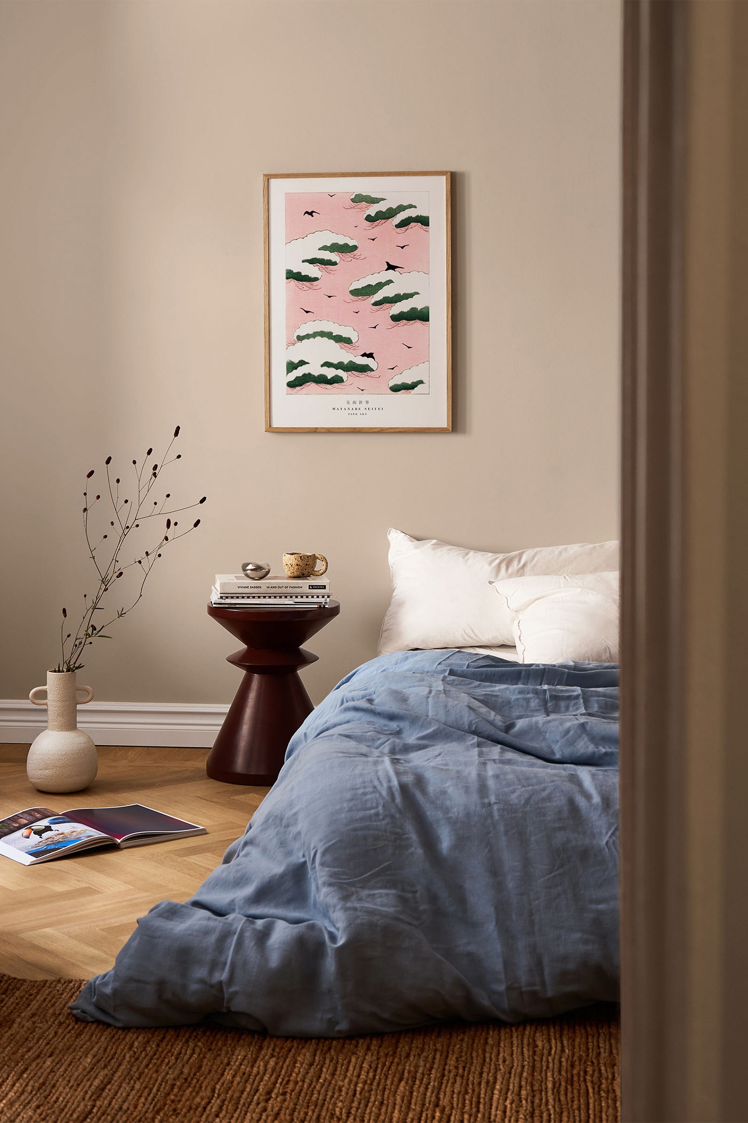 Pink Sky By Watanabe Seitei Plakat - Pink/beige/sort