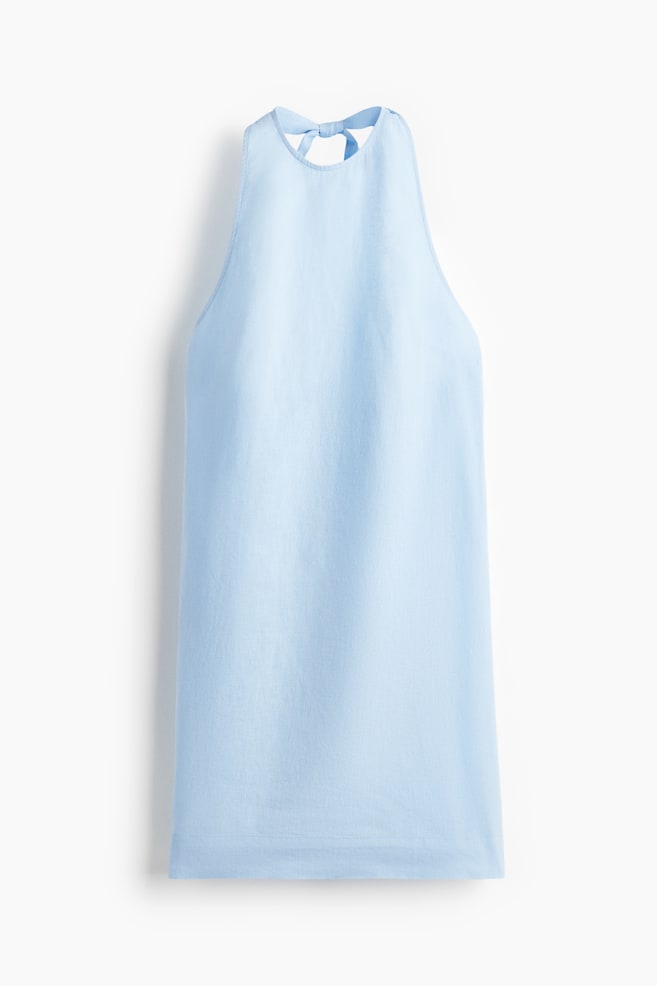 Robe dos nu en lin mélangé - Bleu clair - 1