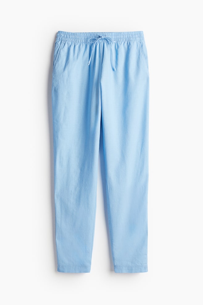 Linen-blend Joggers - Light blue - 1
