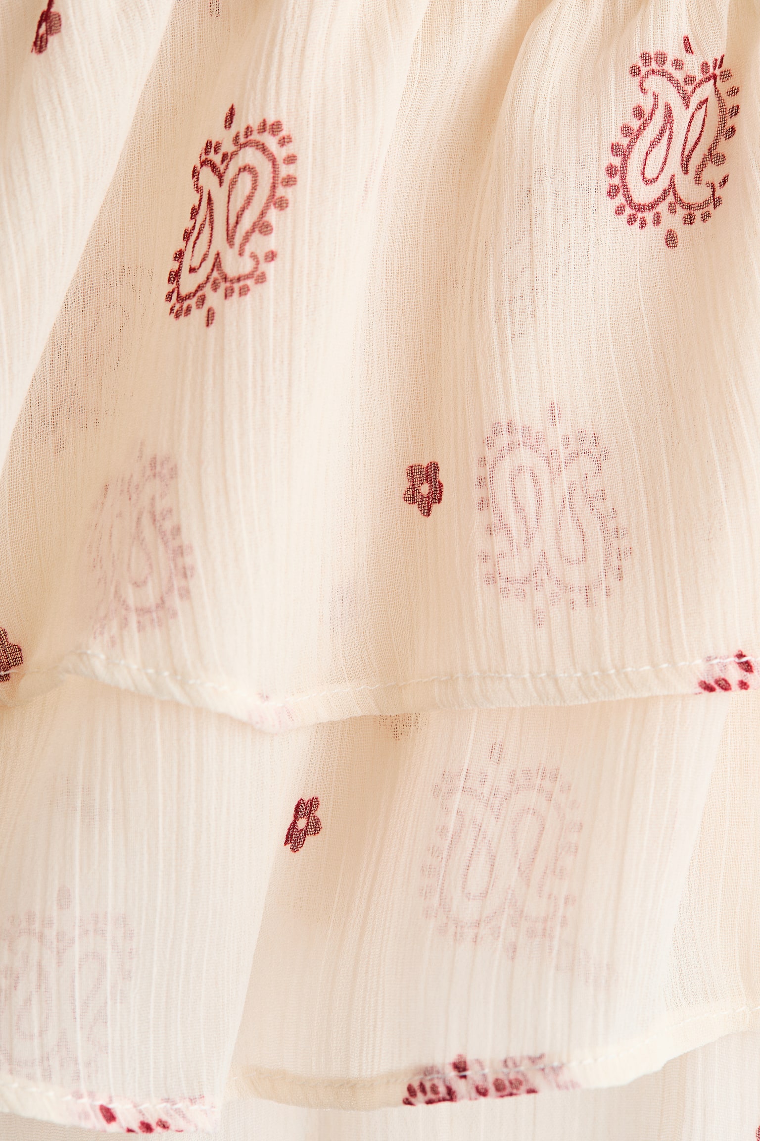Frill-trimmed chiffon top - Cream/Paisley pattern/Burgundy/Yellow/Glittery - 3