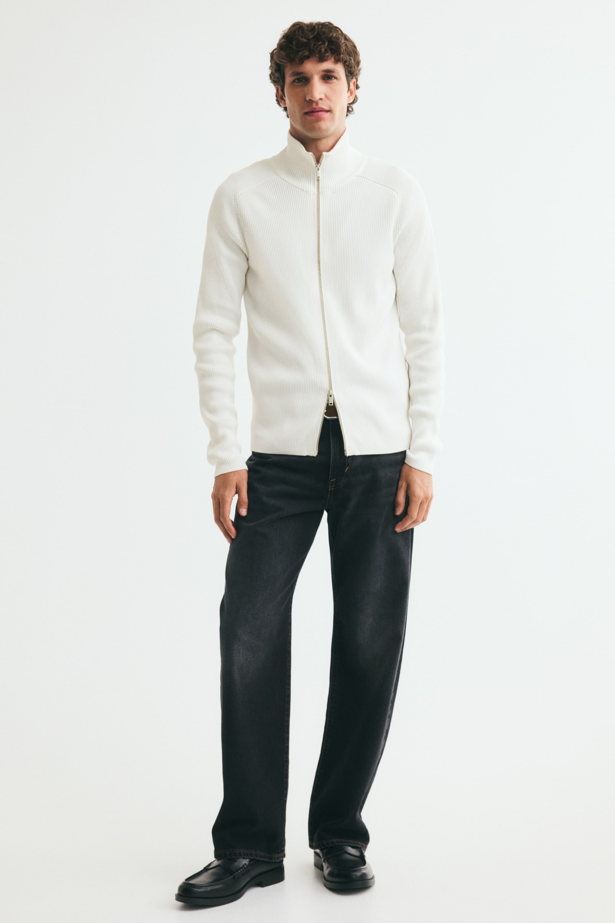 Slim-Fit Rib-Knit Cardigan