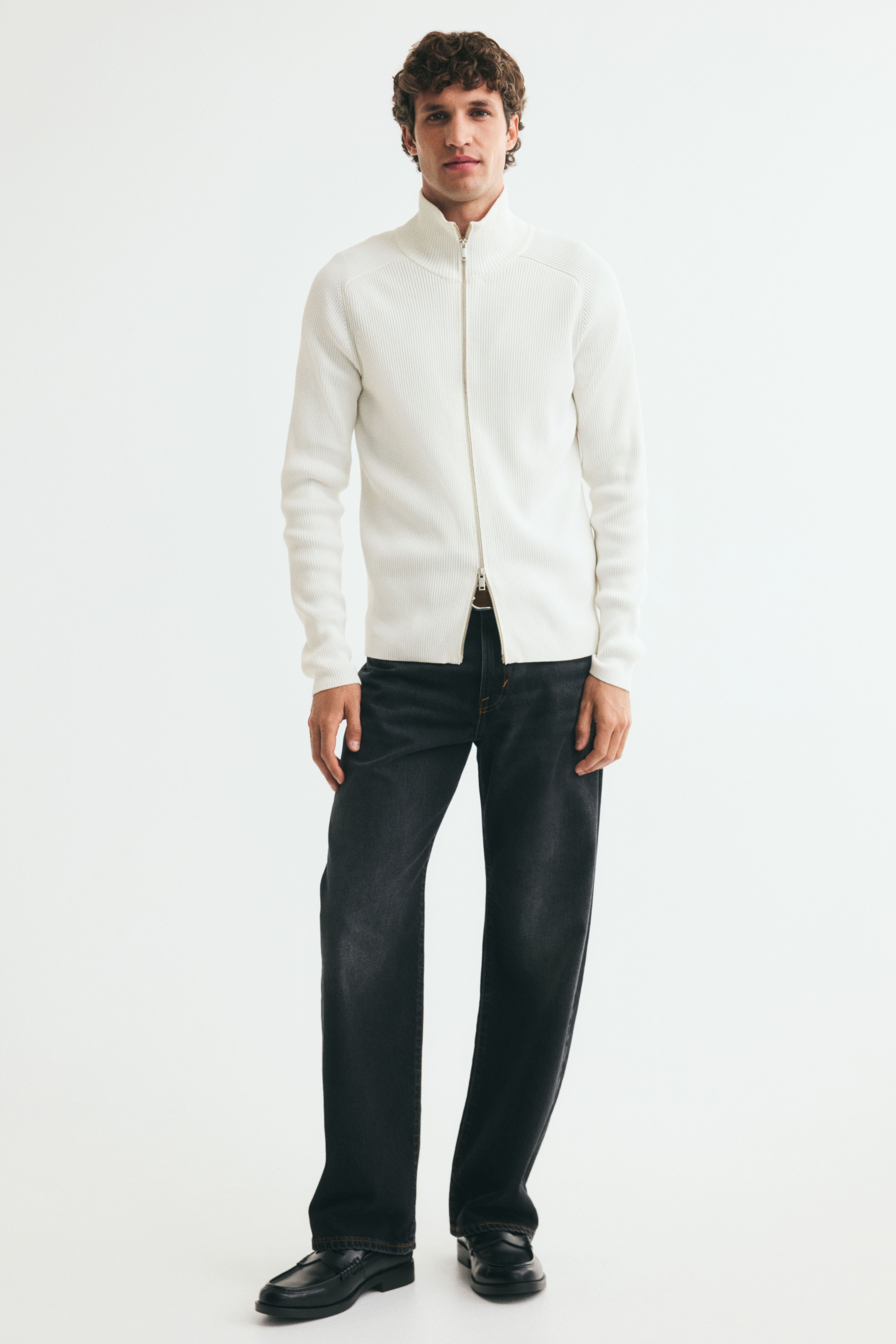 Slim-Fit Rib-Knit Cardigan