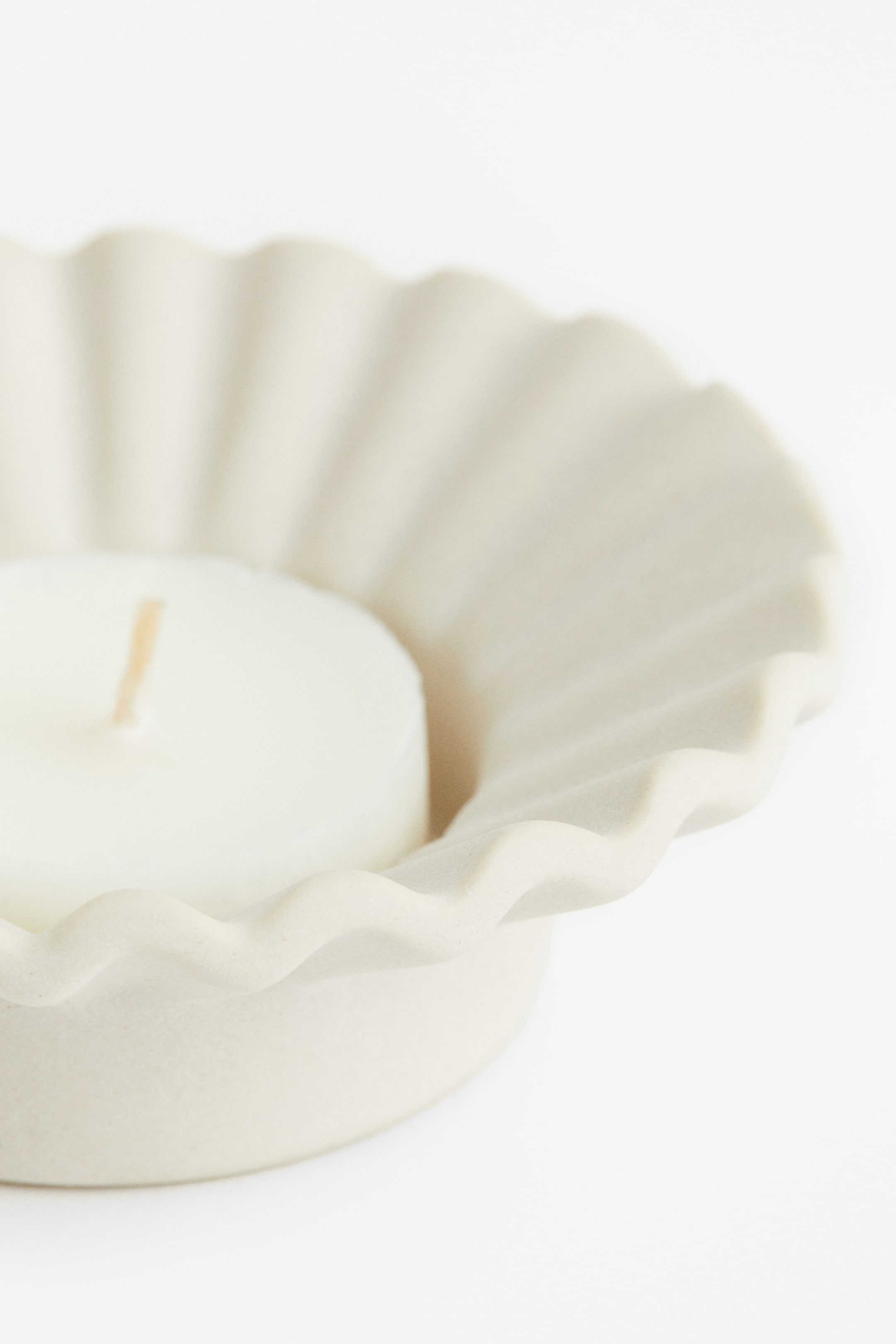 Stoneware Tea Light Holder - Natural white - Home All | H&M US