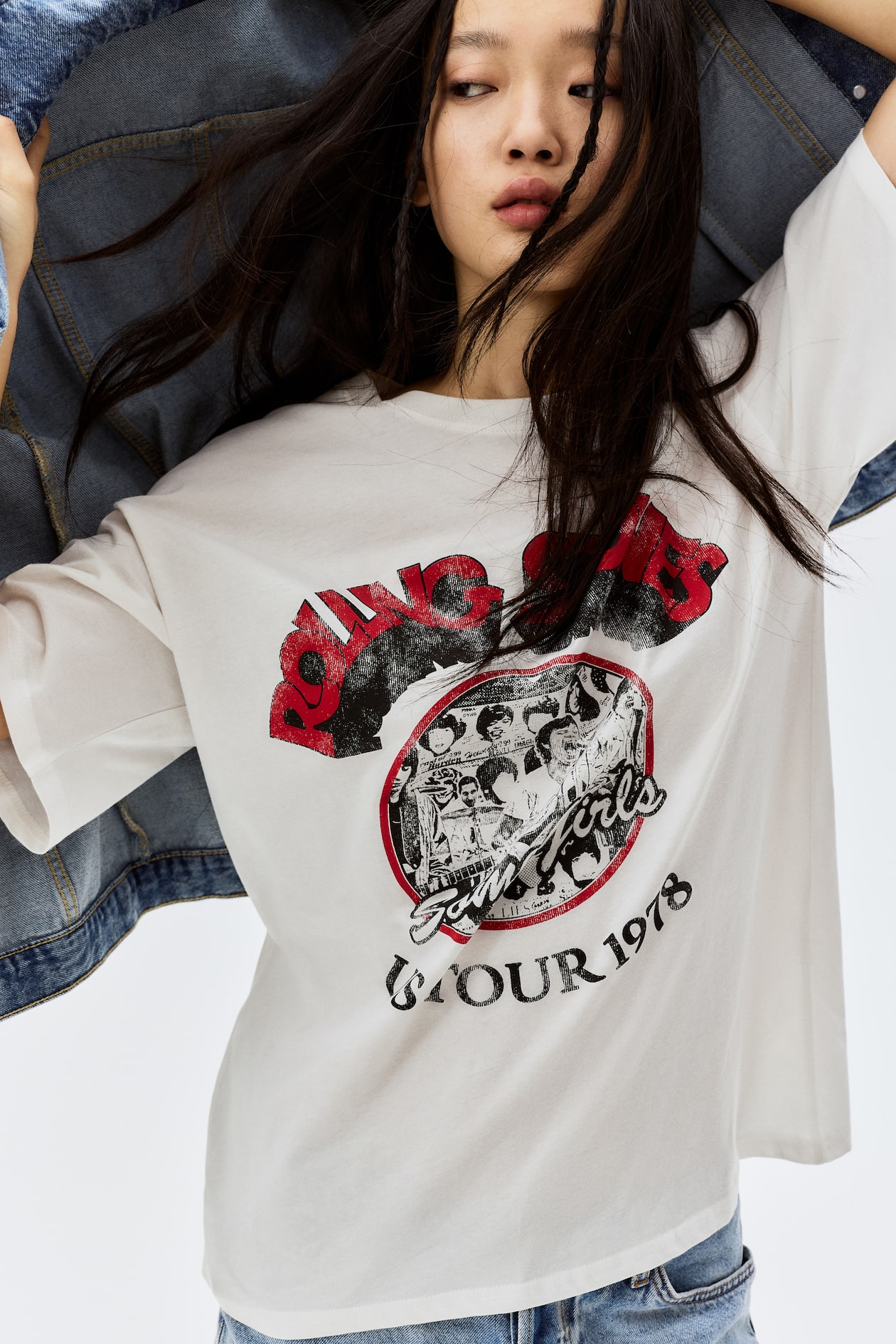 Oversized printed T-shirt Cream/The Rolling Stones Ladies H&M IN