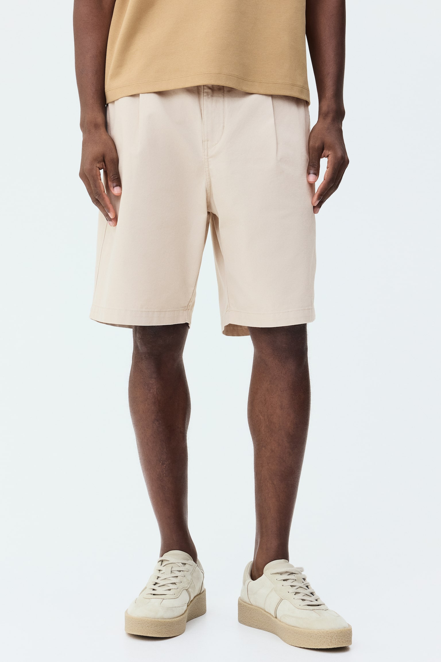 Relaxed Fit Cotton Chino shorts - Beige/Black - 4