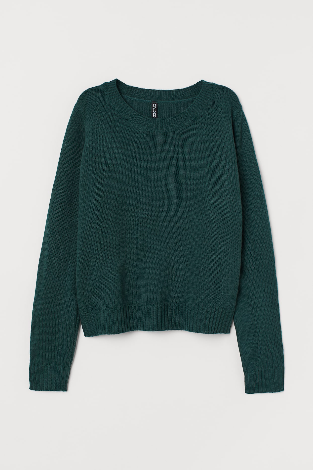 Knit Sweater - Round Neck - Long sleeve - Dark green - Ladies | H&M US