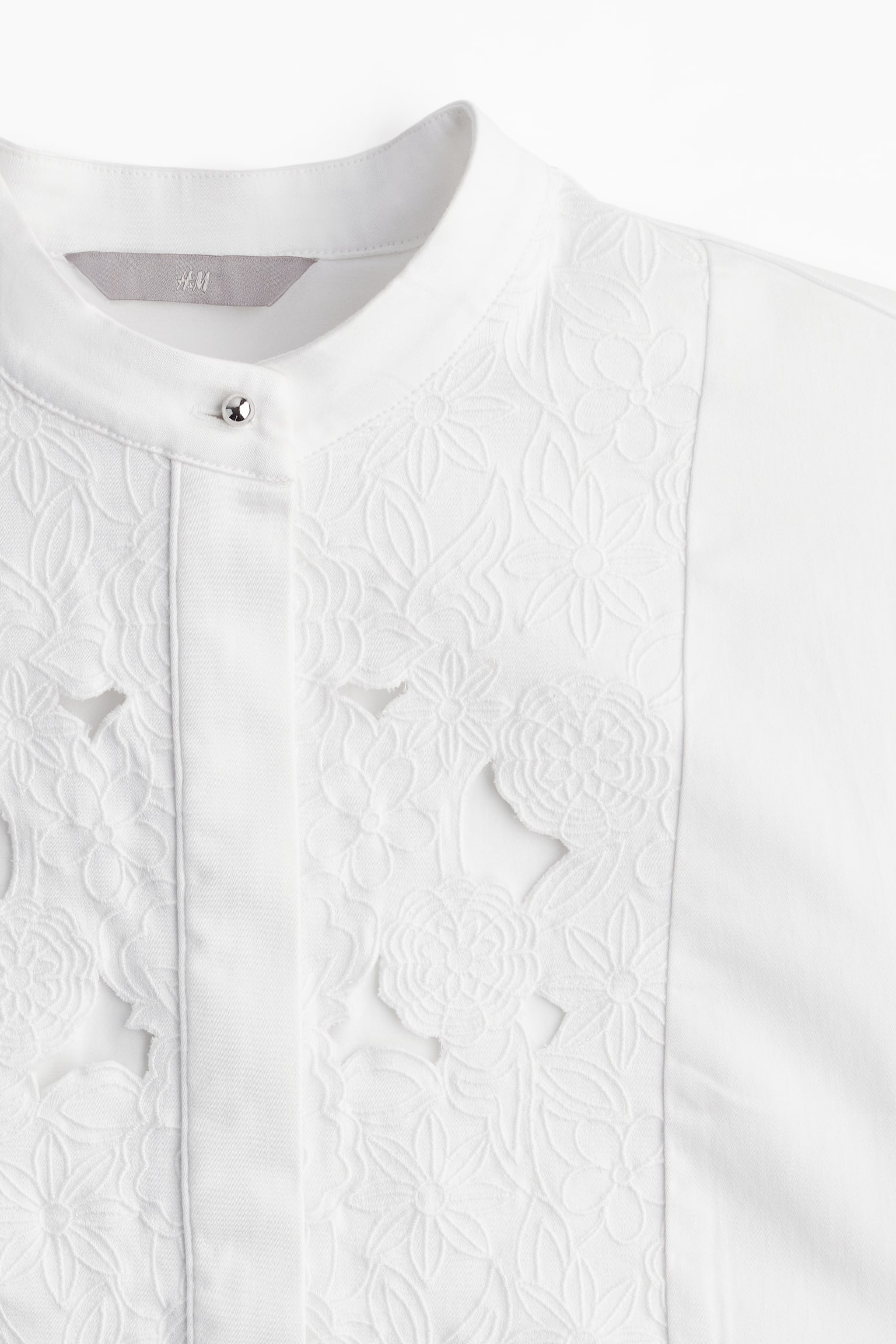 Robe avec détail en broderie anglaise - Blanc - 6