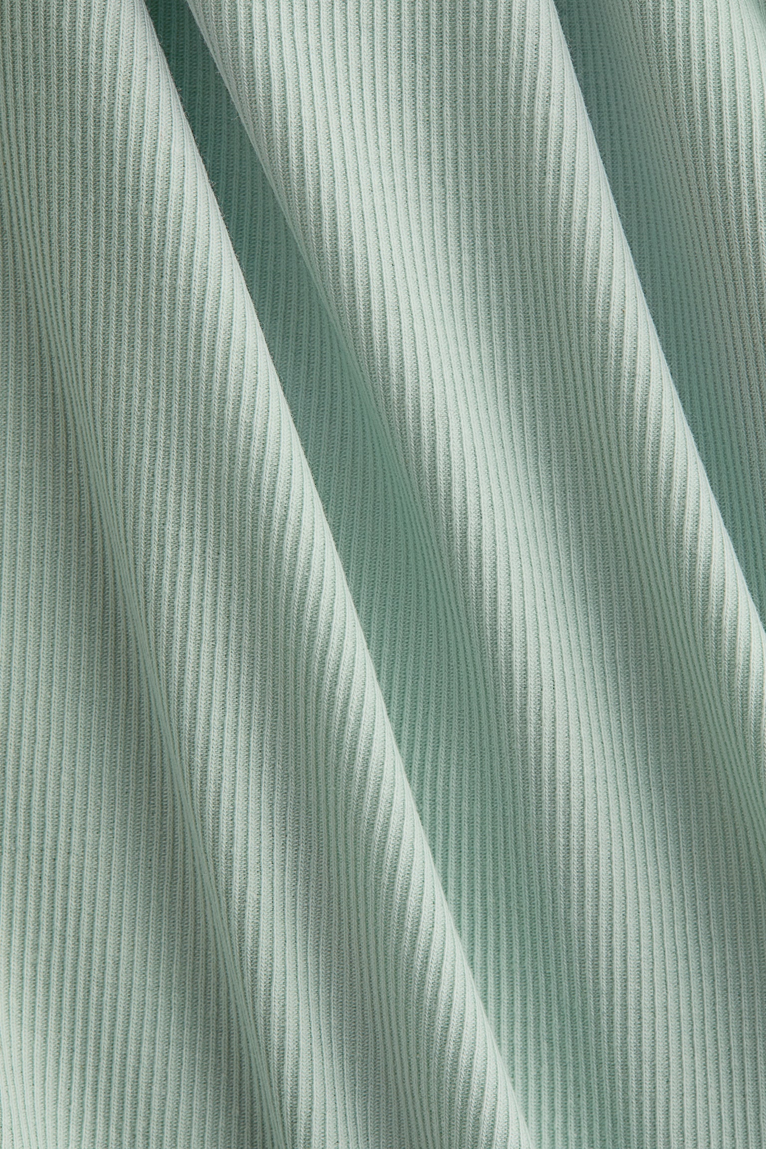 Ribbed cotton-blend top-Light turquoise - 3
