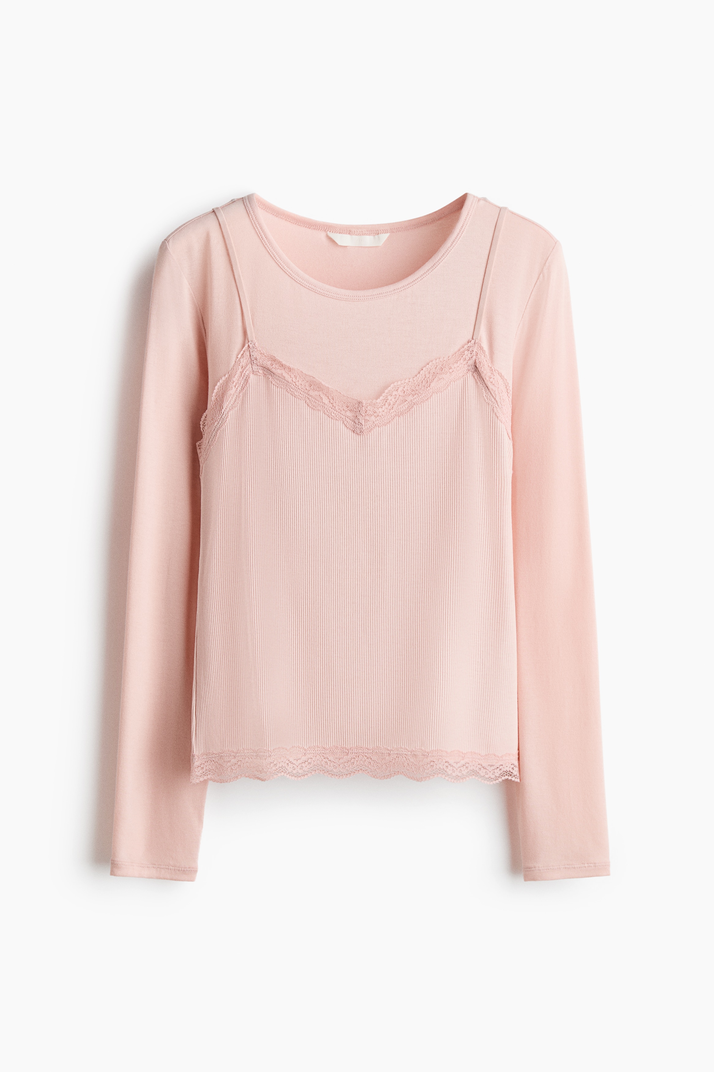Layered Top - Light pink/Dark gray melange/White