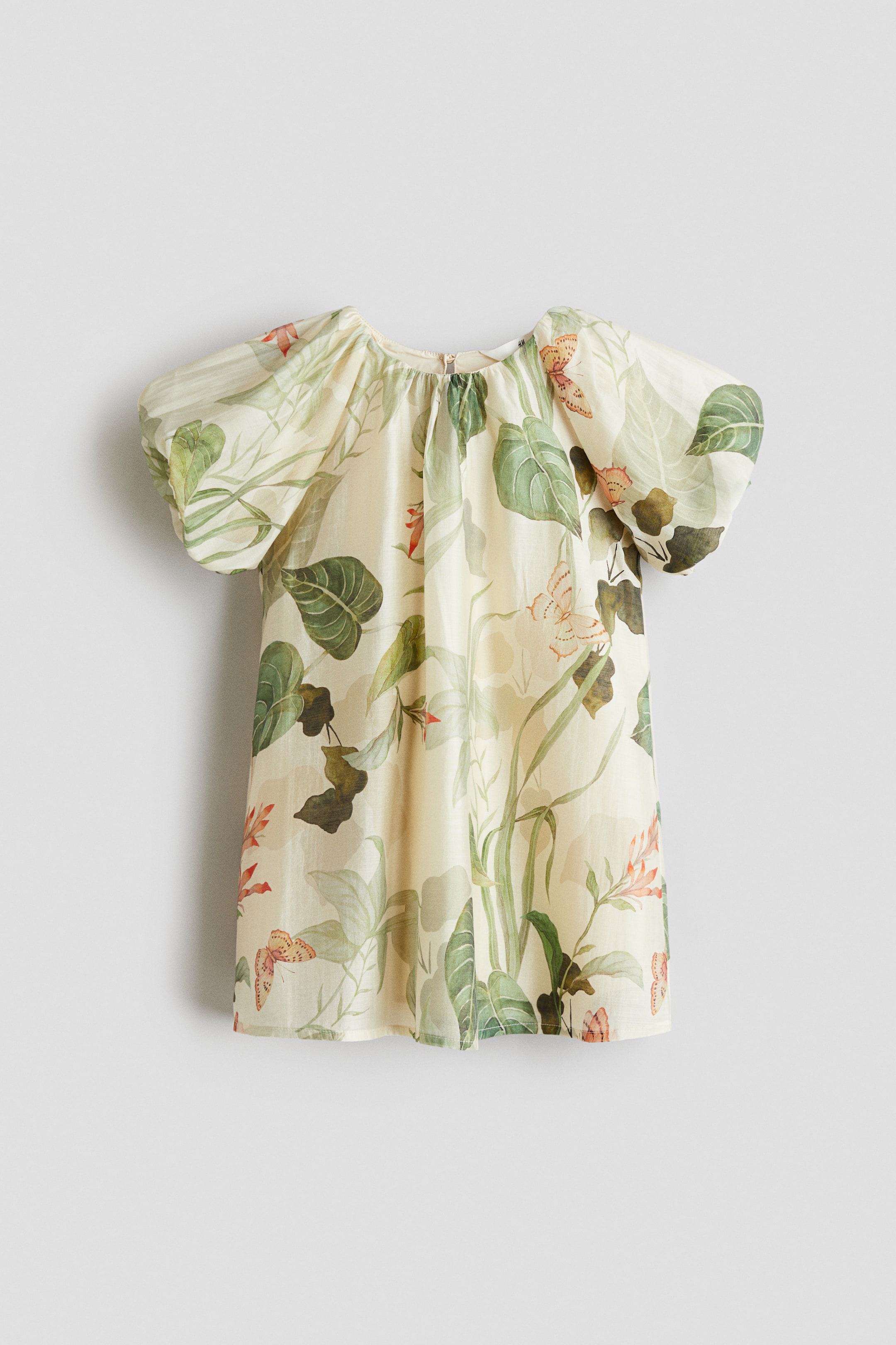 View larger image: Puff-sleeved A-line dress - Cream/Floral - Kids | H&M IN 4