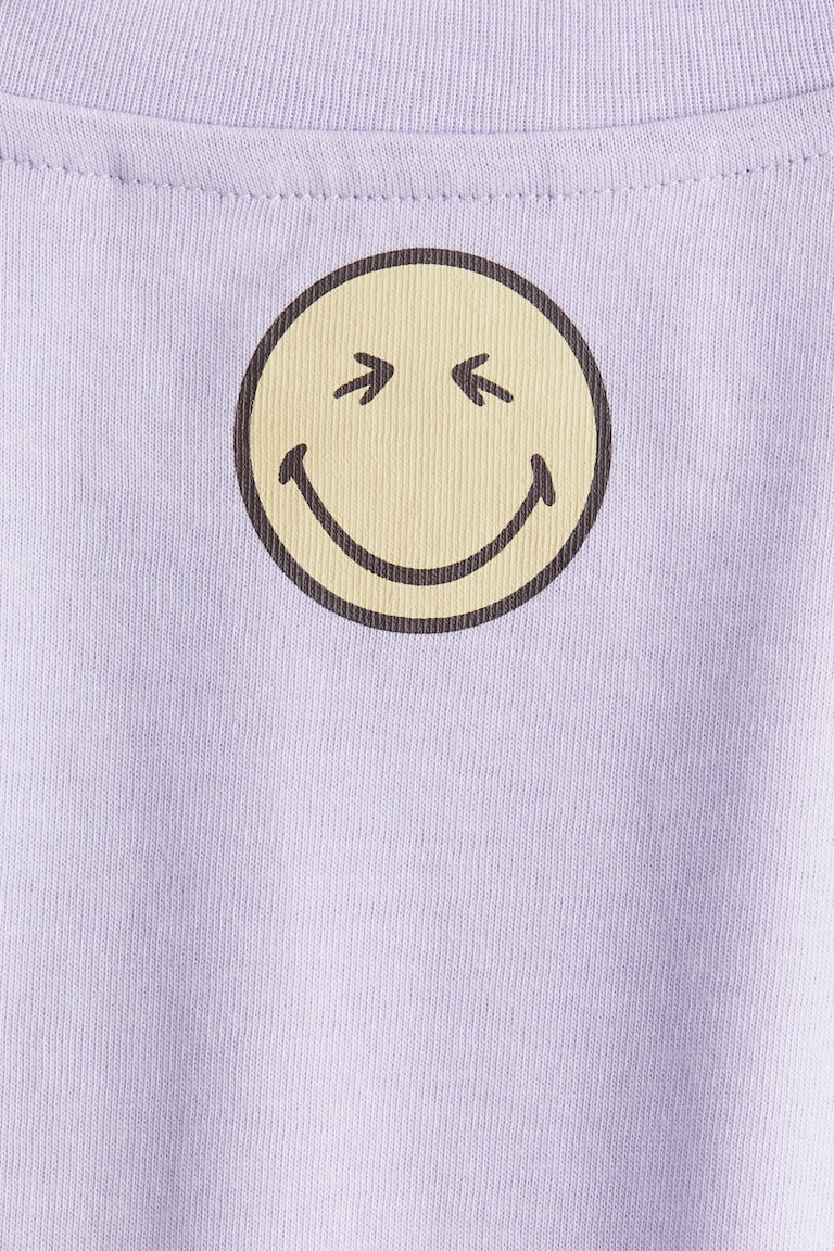 Katoenen T-shirt met print Paars/SmileyWorld® KINDEREN H&M NL