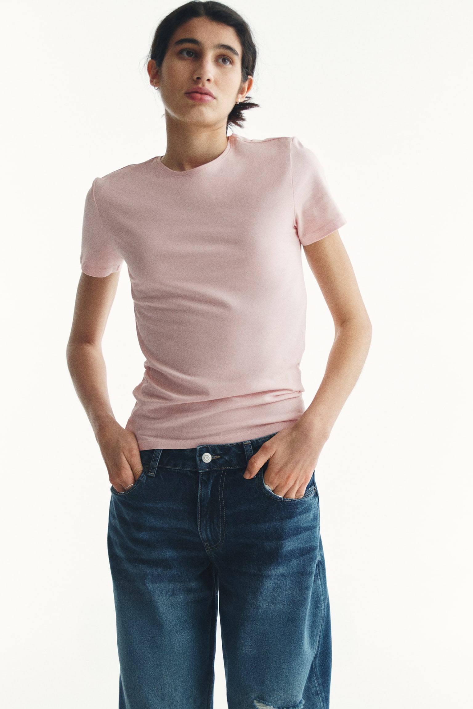 Fitted T-shirt - Light pink/Black/Navy blue/White/Khaki green - 3