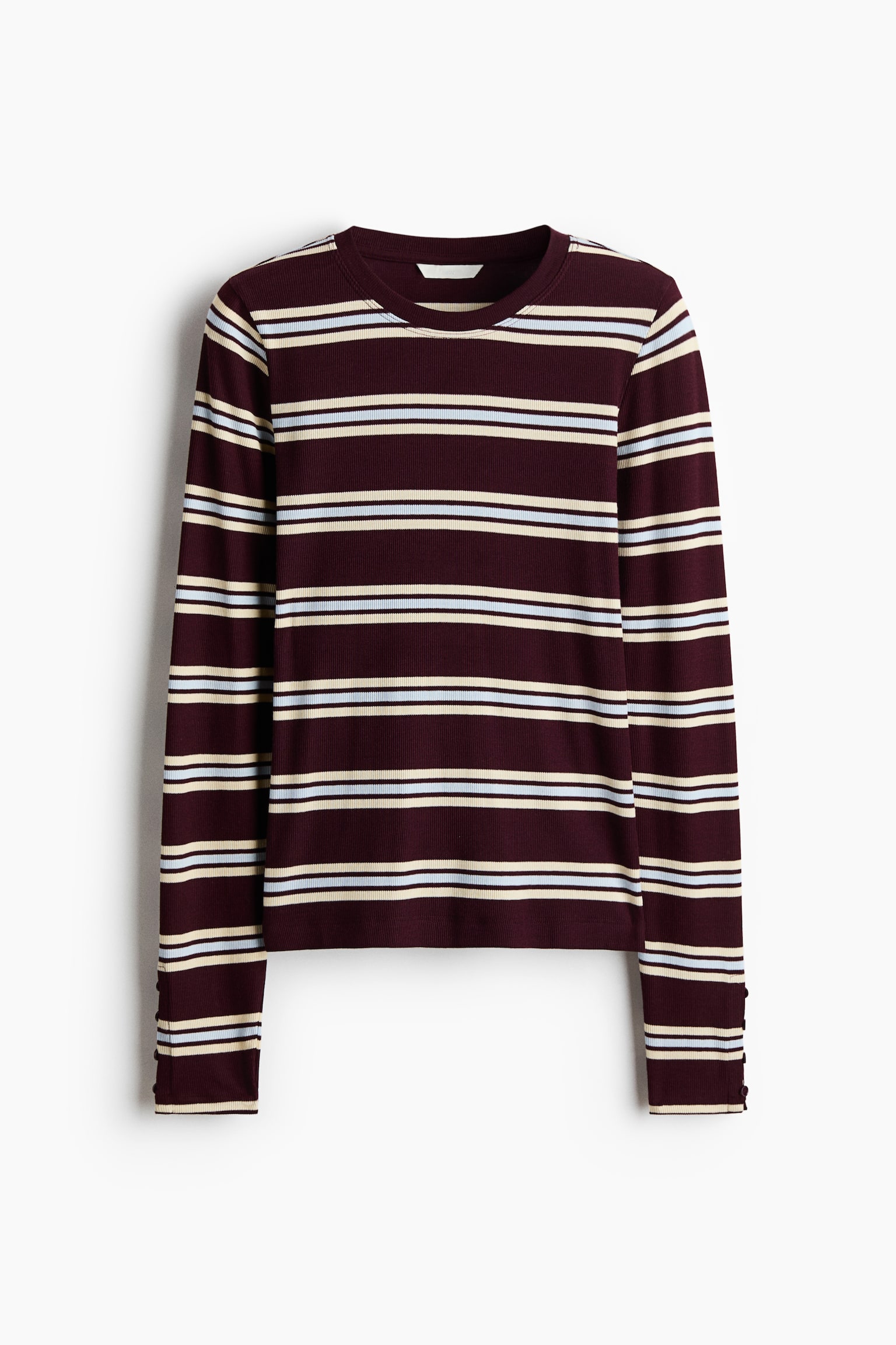Ribbed Top - Burgundy/striped/White/dark brown striped/Pink/striped