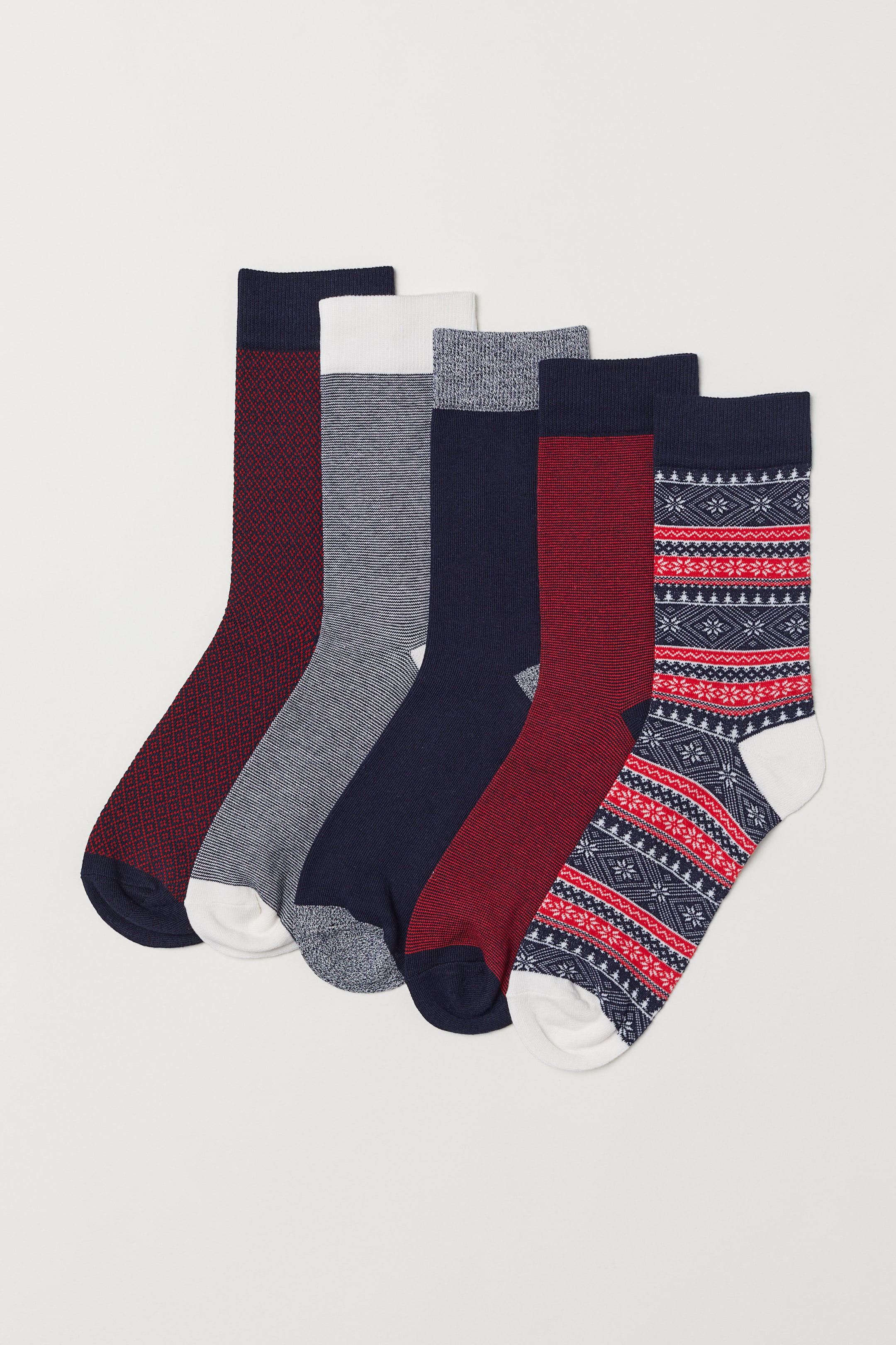 Lot De 5 Paires De Chaussettes Style Nordique - Laine, Coton, Polyester, Taille Unique, Neuves