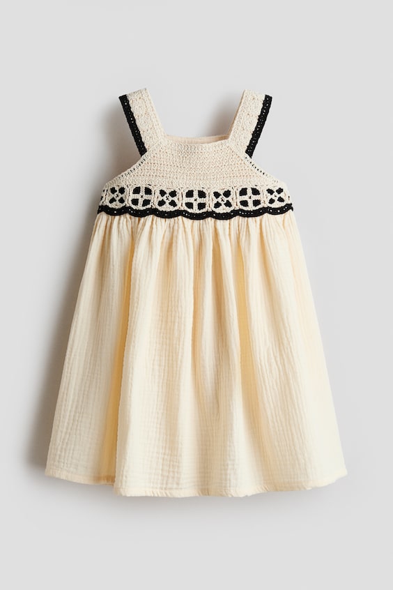 Детские платья H&M Crochet-Look-Detail Muslin Dress