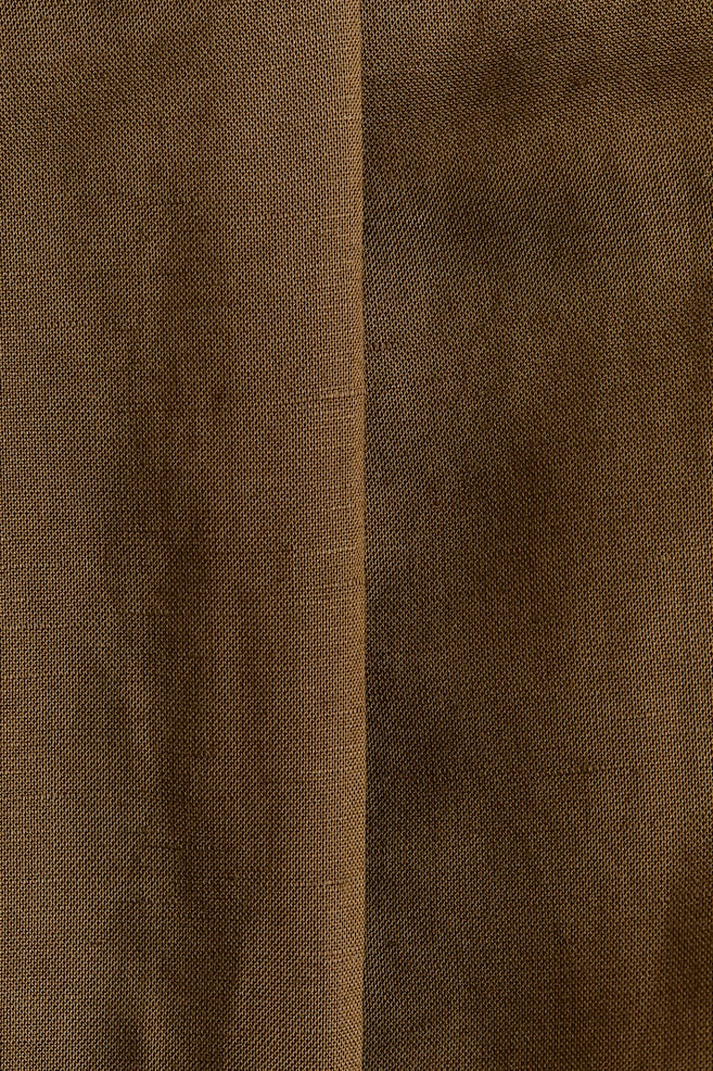 Ankle-Length Linen-Blend Pants - Brown/Cream/Dark plum purple/Black - 2
