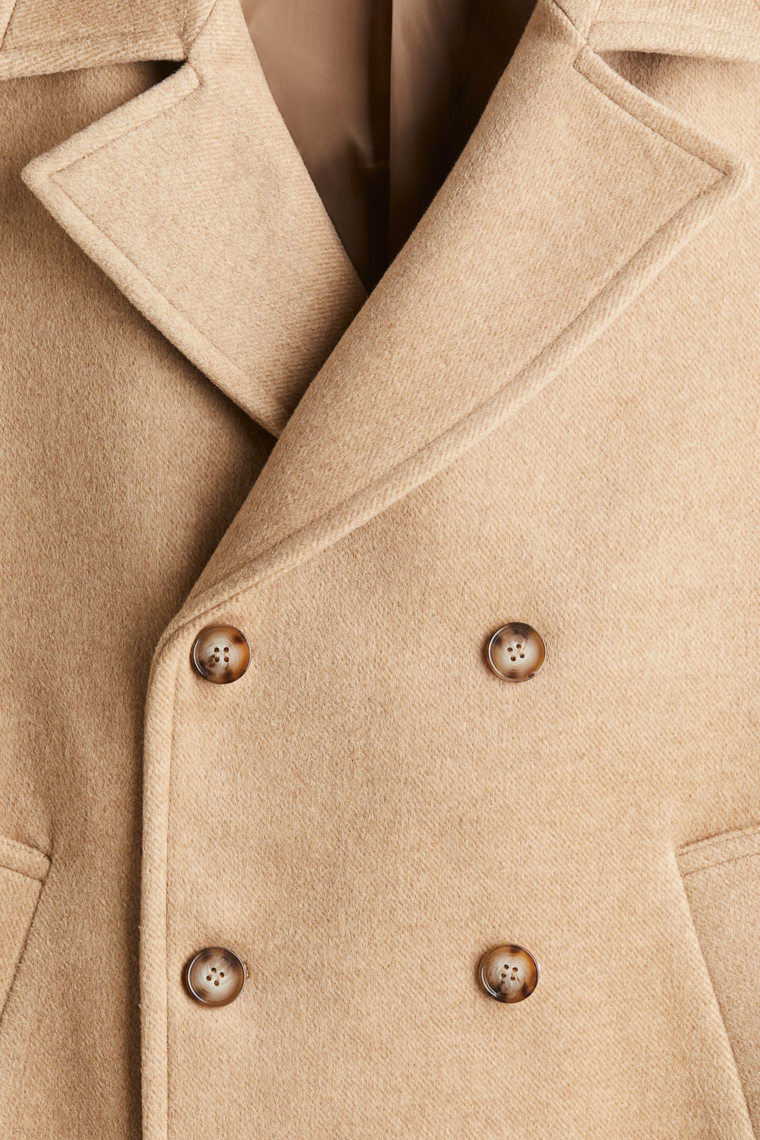 Regular Fit Wool-blend pea coat - Beige/Navy blue - 5