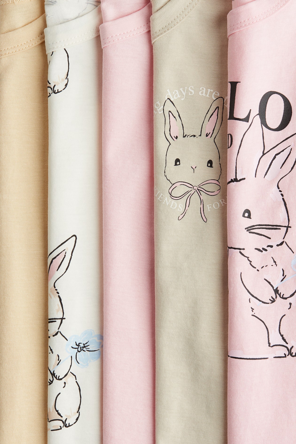 Pink/rabbits 5-pack Cotton T-Shirts for kids | H&M PH