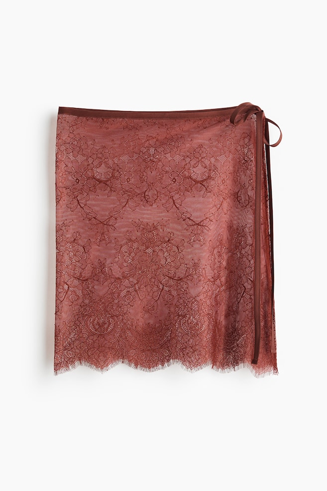 Lace Hip Scarf - Terracotta/Light beige/Dark brown - 1