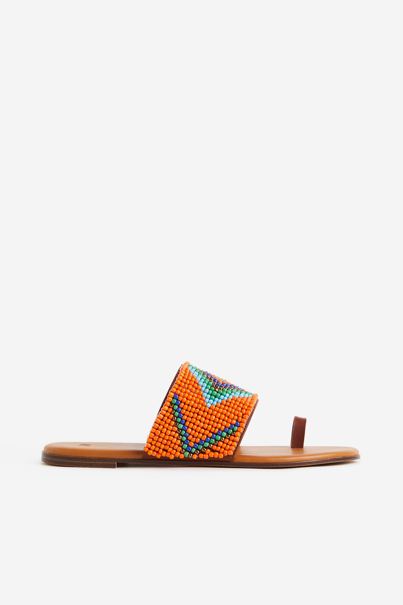 Beaded slides - Orange/Patterned - 1