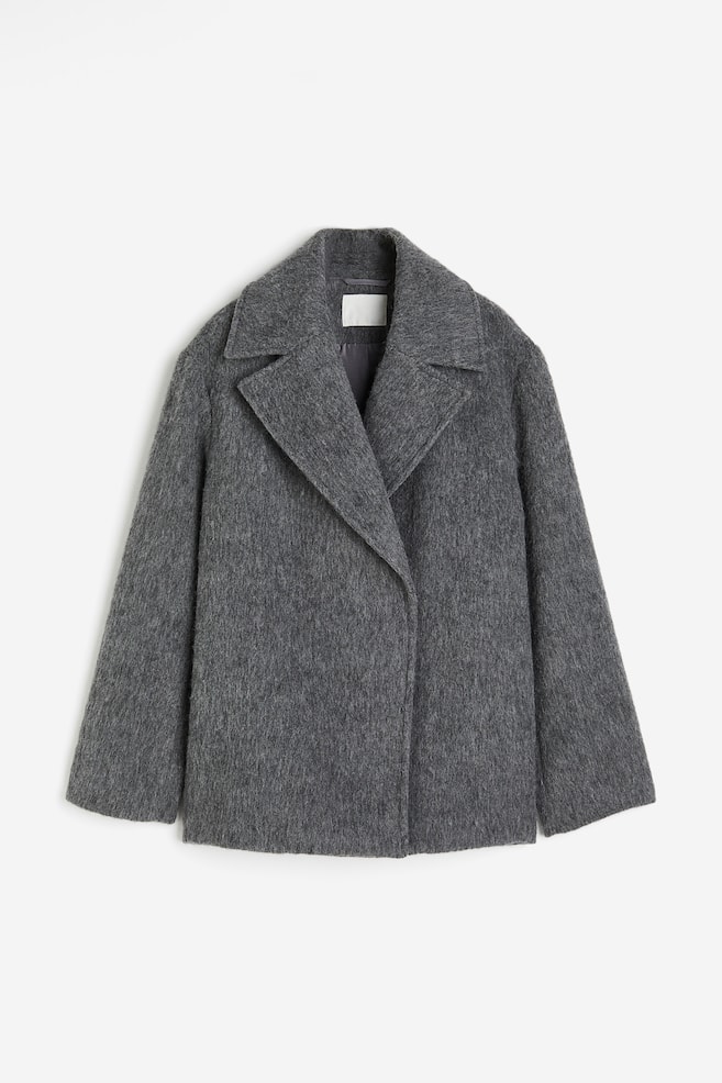 Dobbeltradet jakke i uldblanding - Mørkegrå - 2