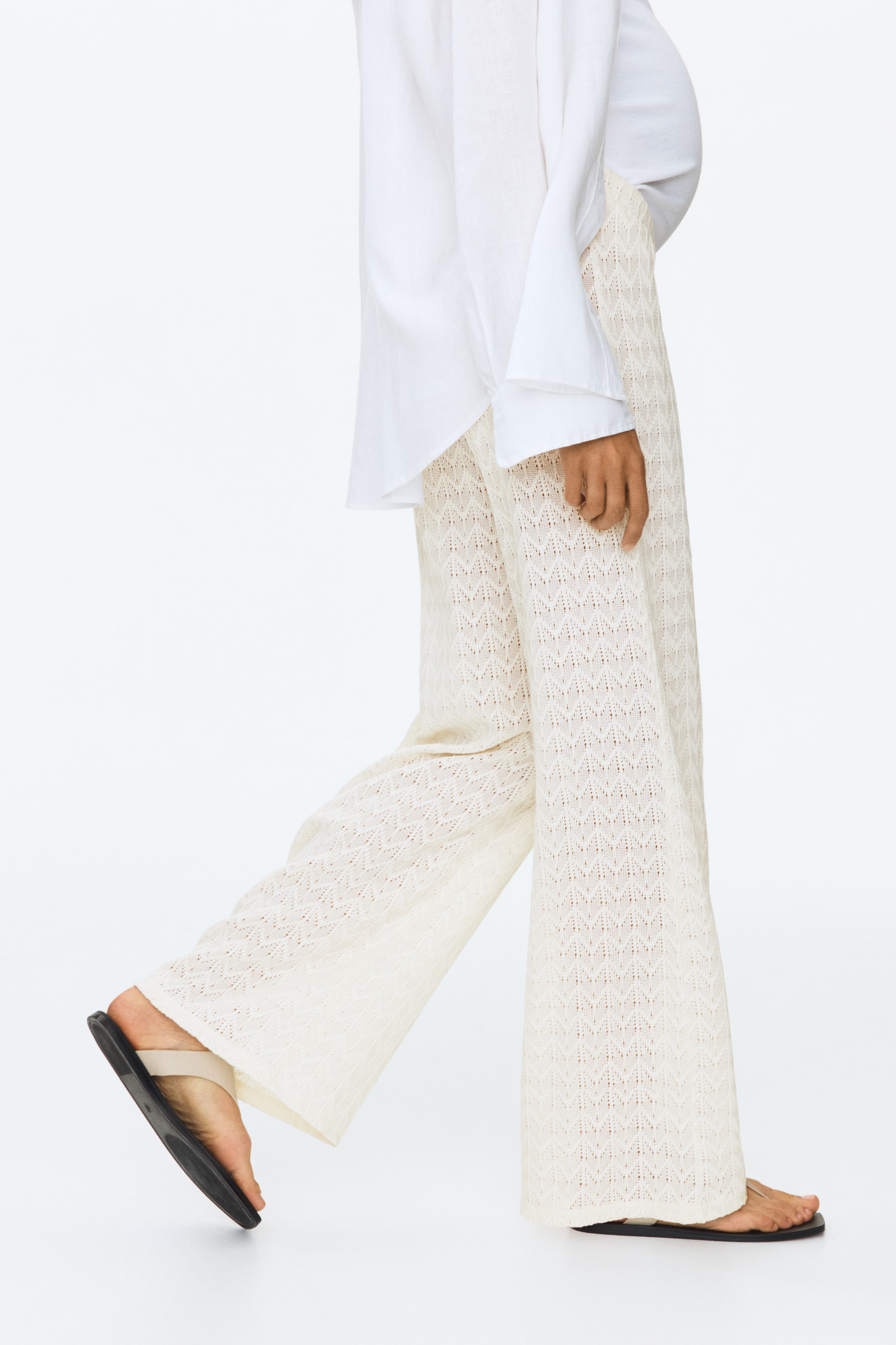 MAMA Pointelle-Knit Drawstring Pants