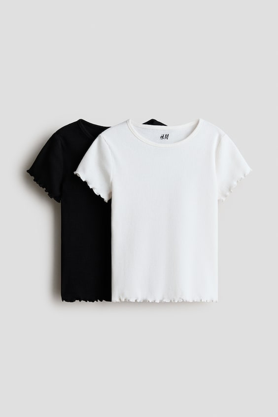 Детские футболки H&M 2-Pack Ribbed Cotton T-Shirts