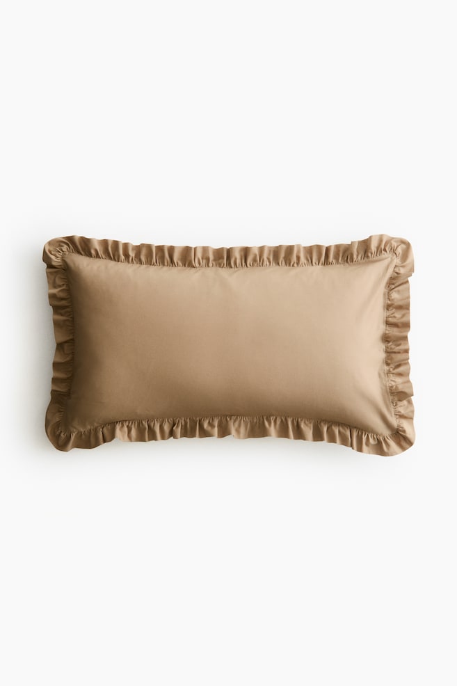 Ruffle-Trimmed Cotton Cushion Cover - Dark beige/Powder pink/Light blue/Light taupe - 1