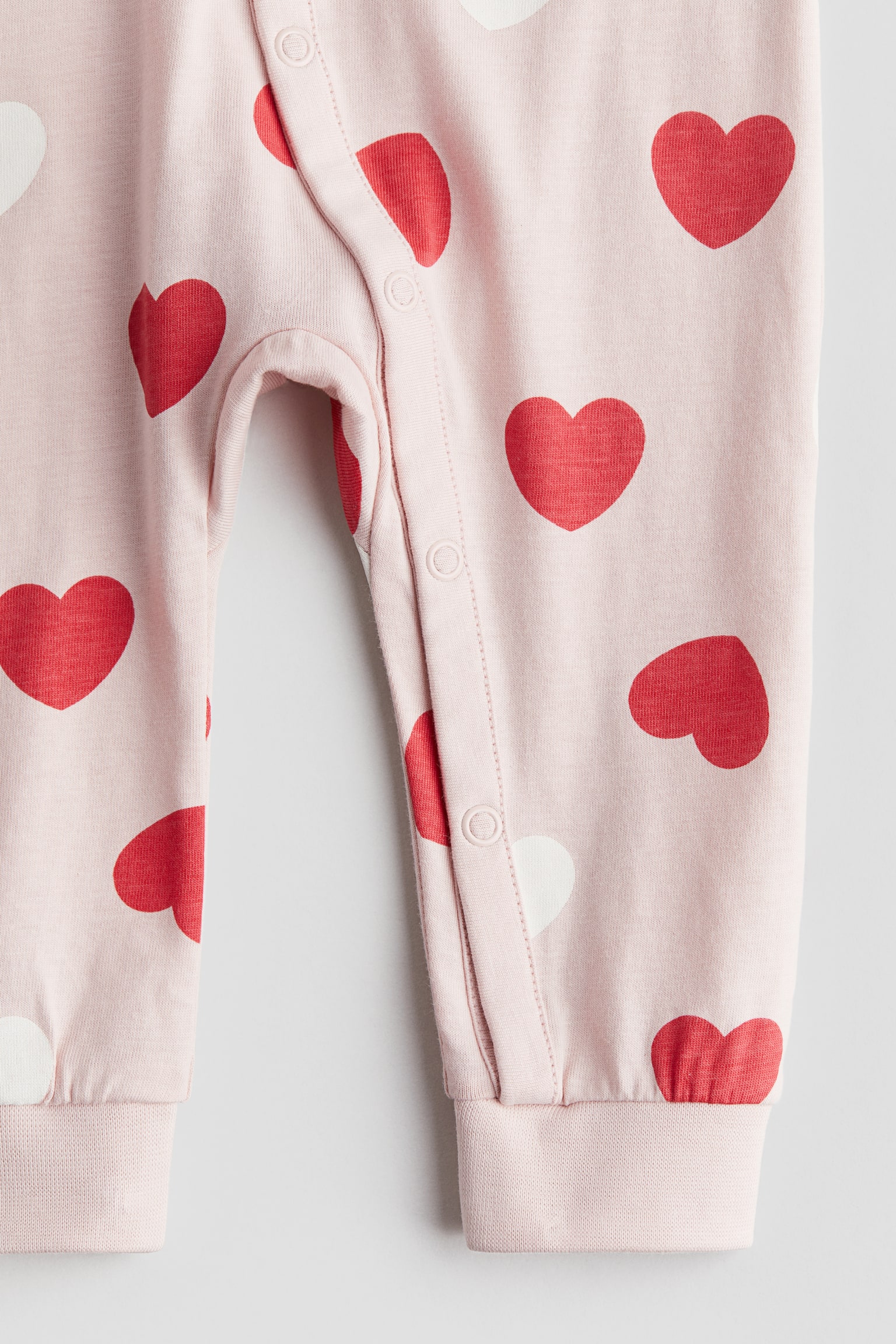 Printed jersey sleepsuit - Light pink/Hearts/White/Sloths - 2