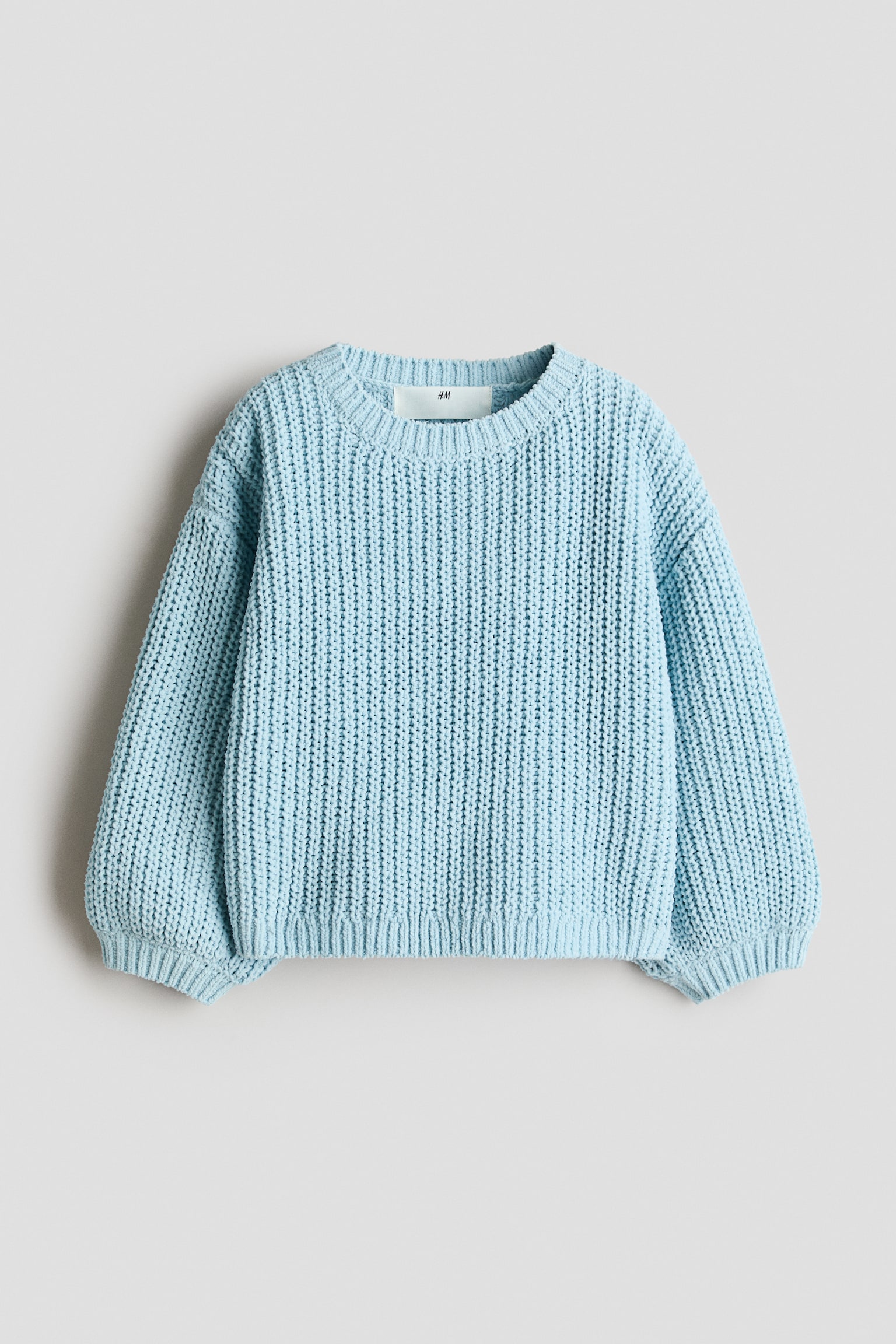 English Rib Knit Chenille Sweater - Light turquoise