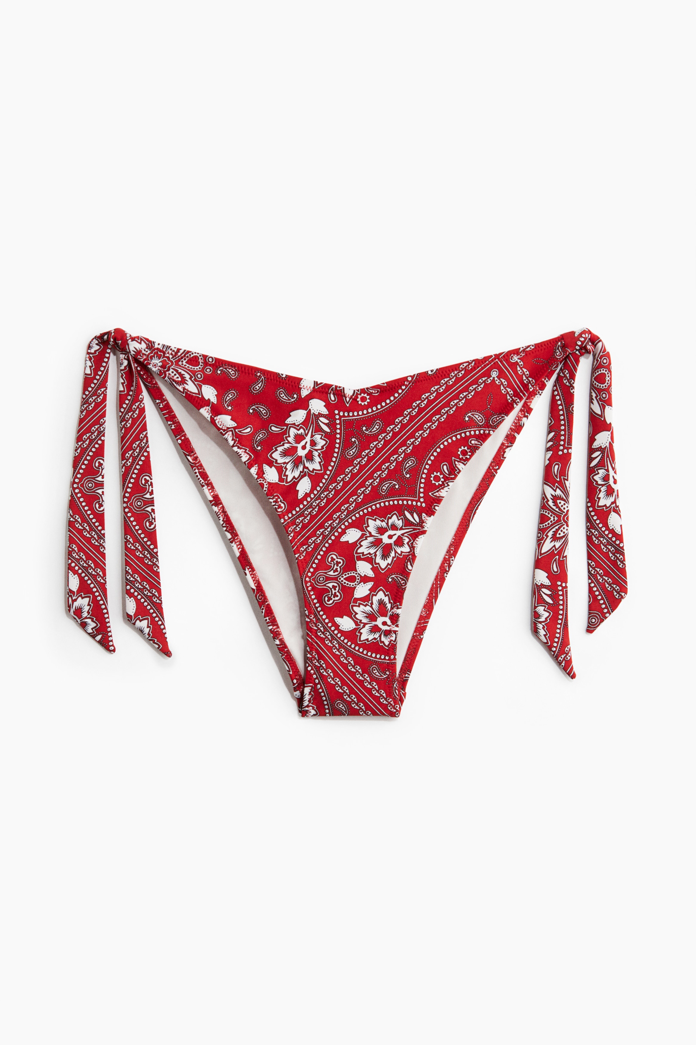 Tie Bikini Bottoms - Red/paisley-patterned/Dark brown/Red