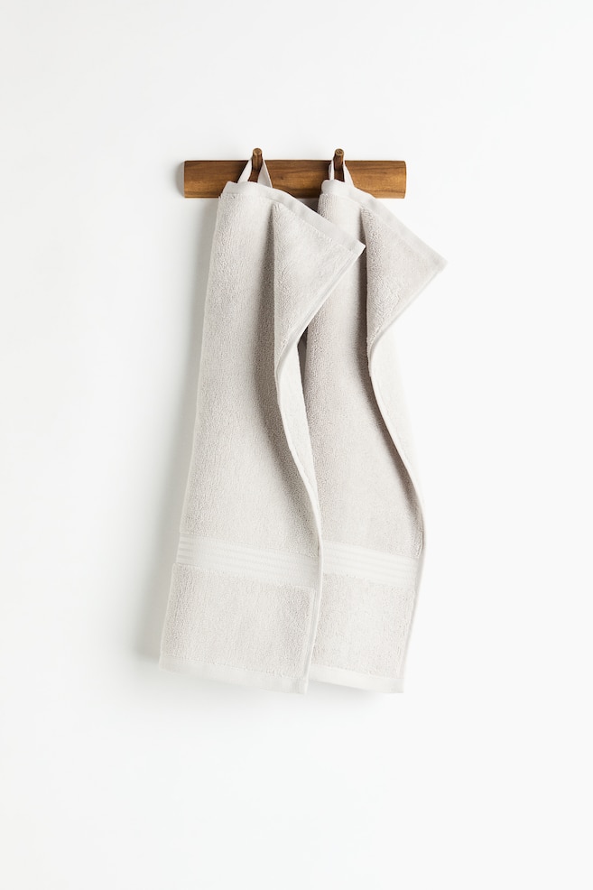2-Pack Egyptian Cotton Guest Towels - Light gray/Light beige/White - 1