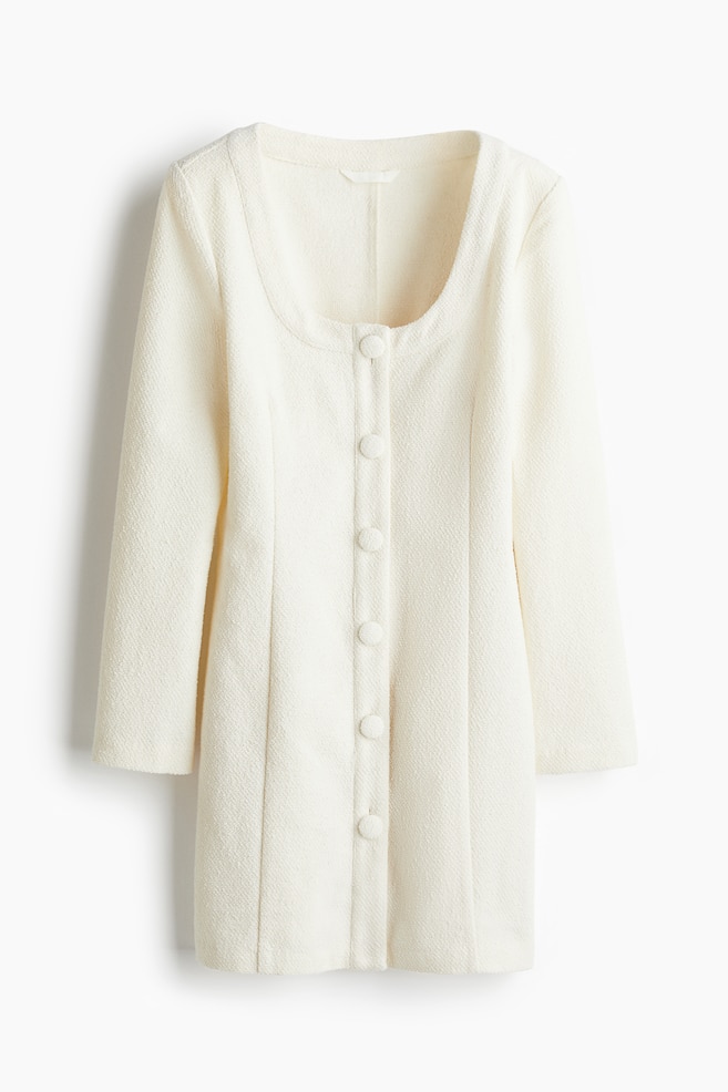 Vestido en tejido texturizado - Crema - 1